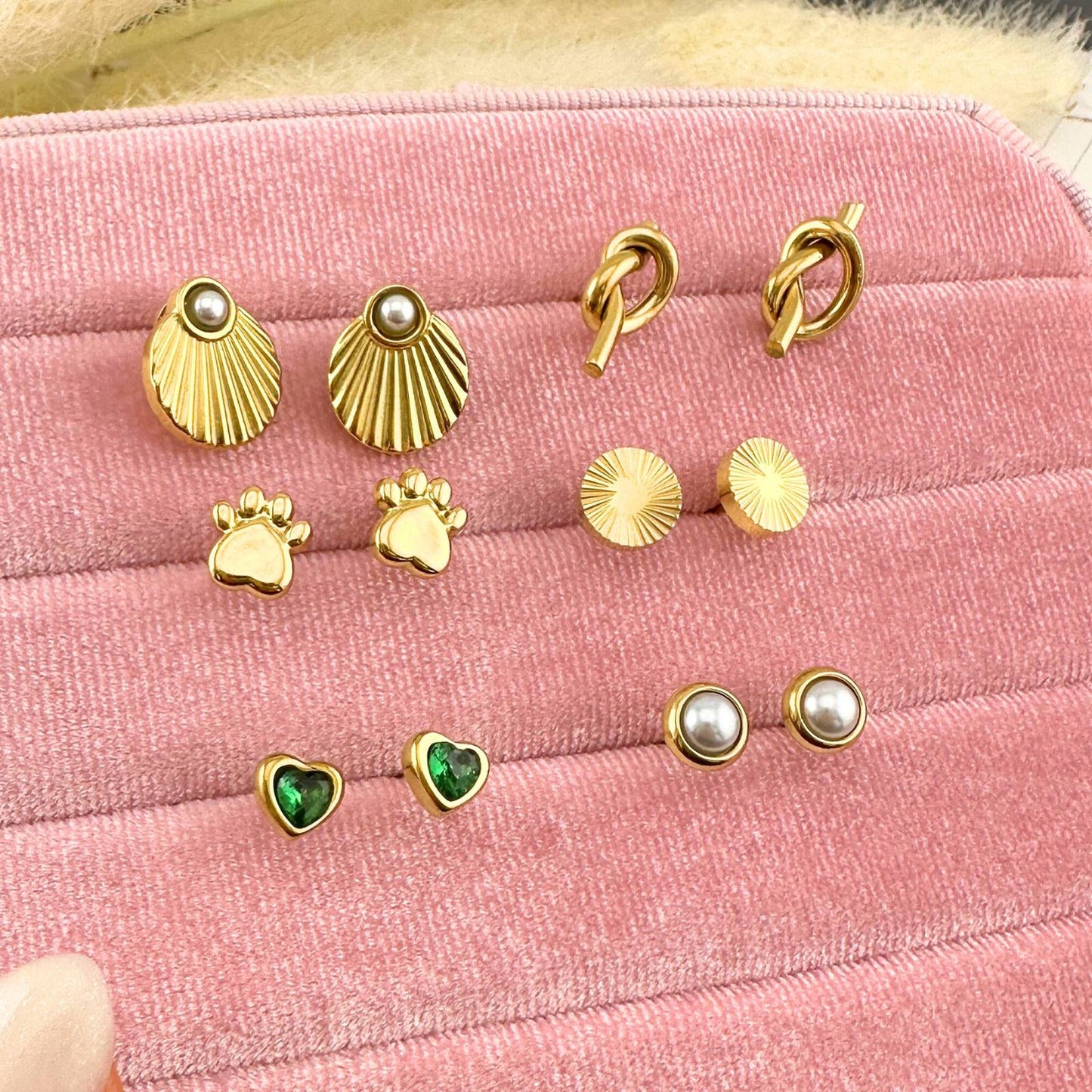 Cat Paws Earrings, 18K Gold Plated Steel