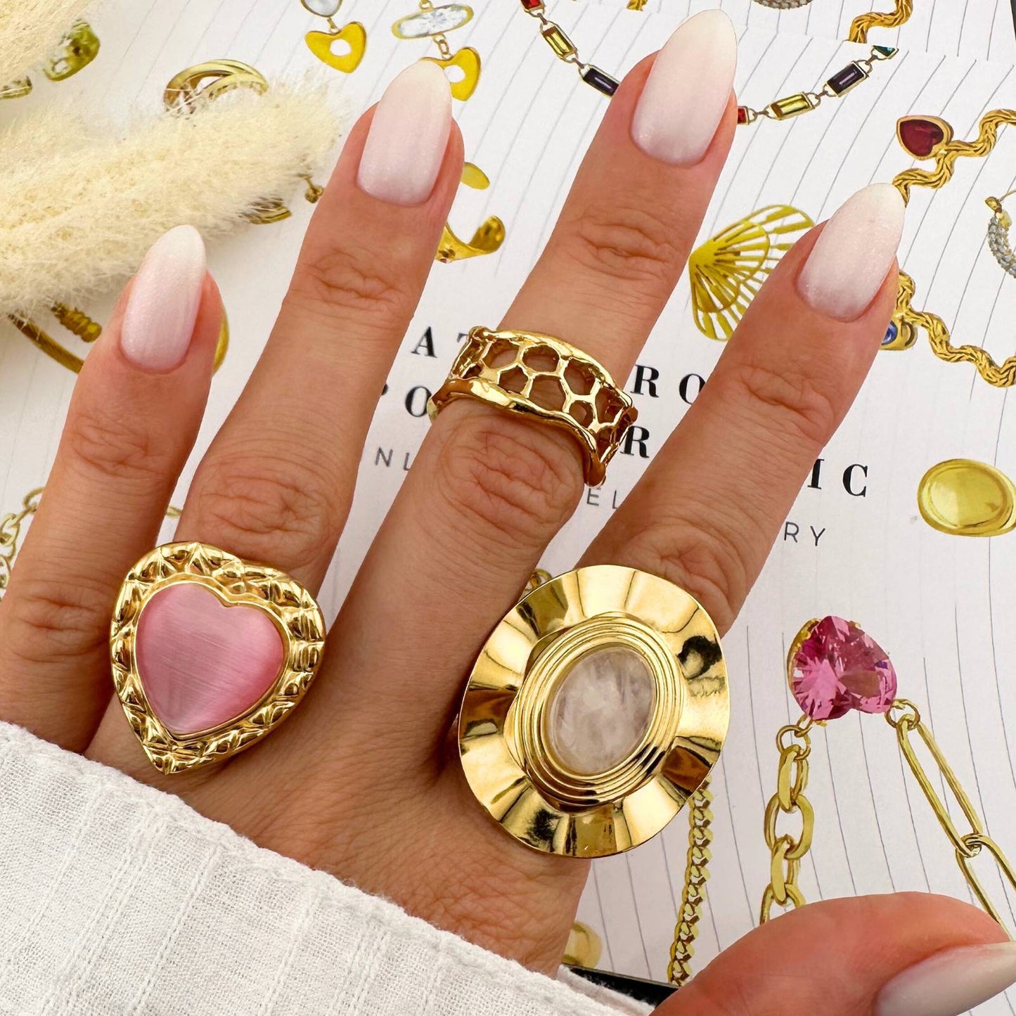 Heart Ring, 18K Gold Plated Steel