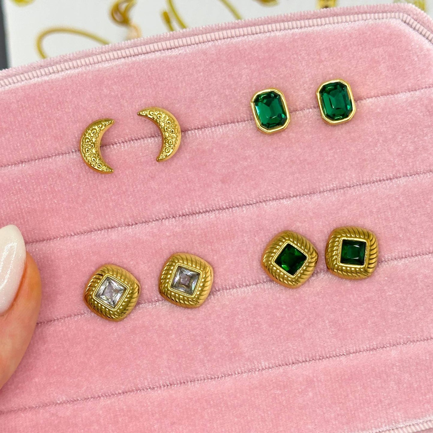 Moon Earrings, 18K Gold Plated Steel