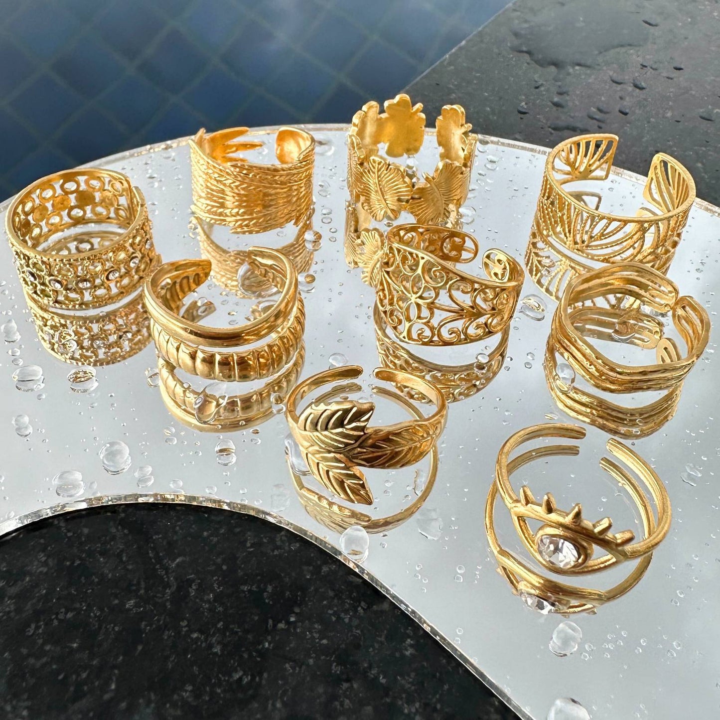 Leaf Ring, 18K Gold Plated Steel