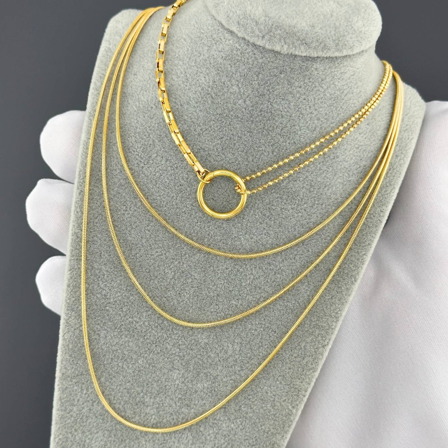 Circle Necklace, 18K Gold Plated Steel