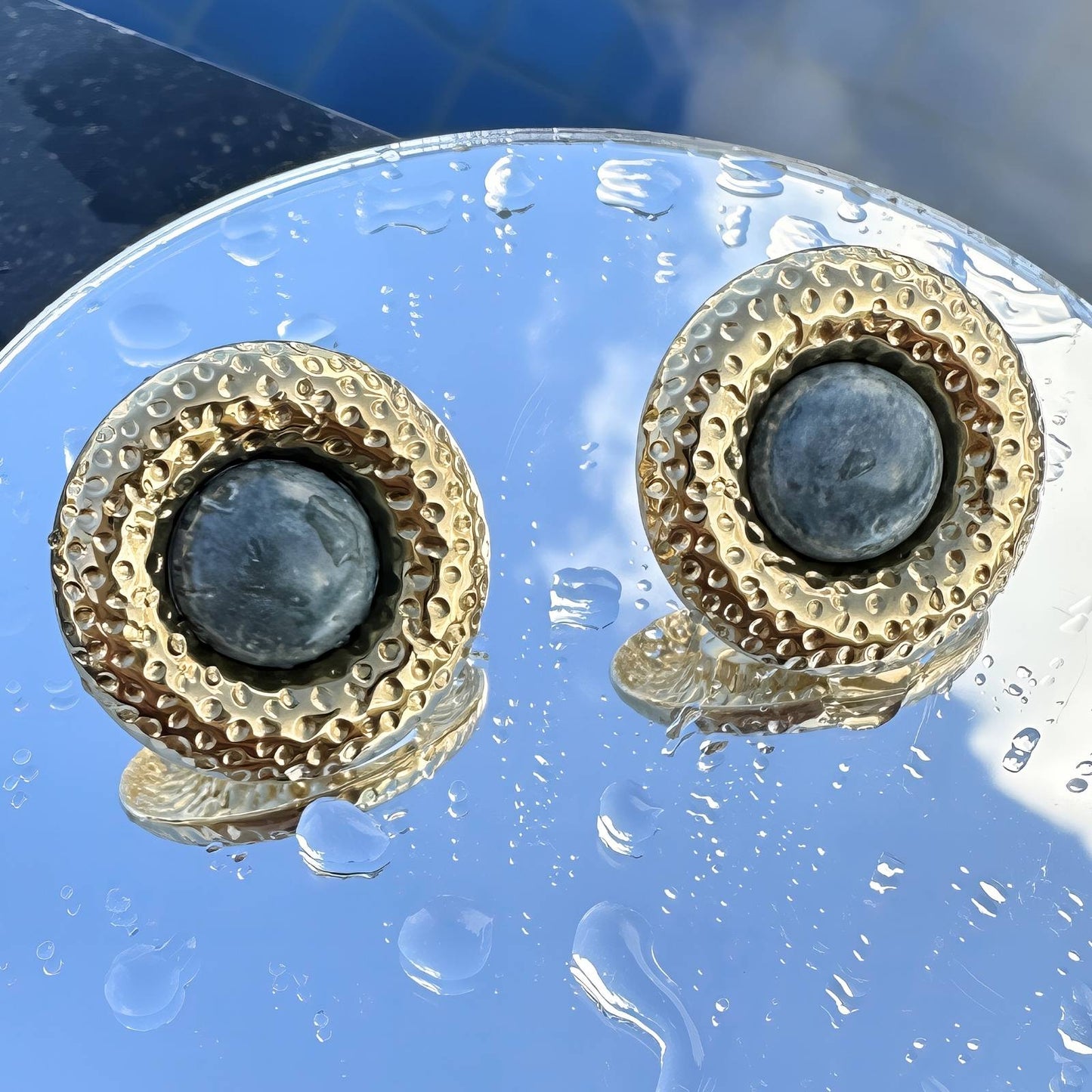 Flowers Earrings, 18K Gold Plated Steel