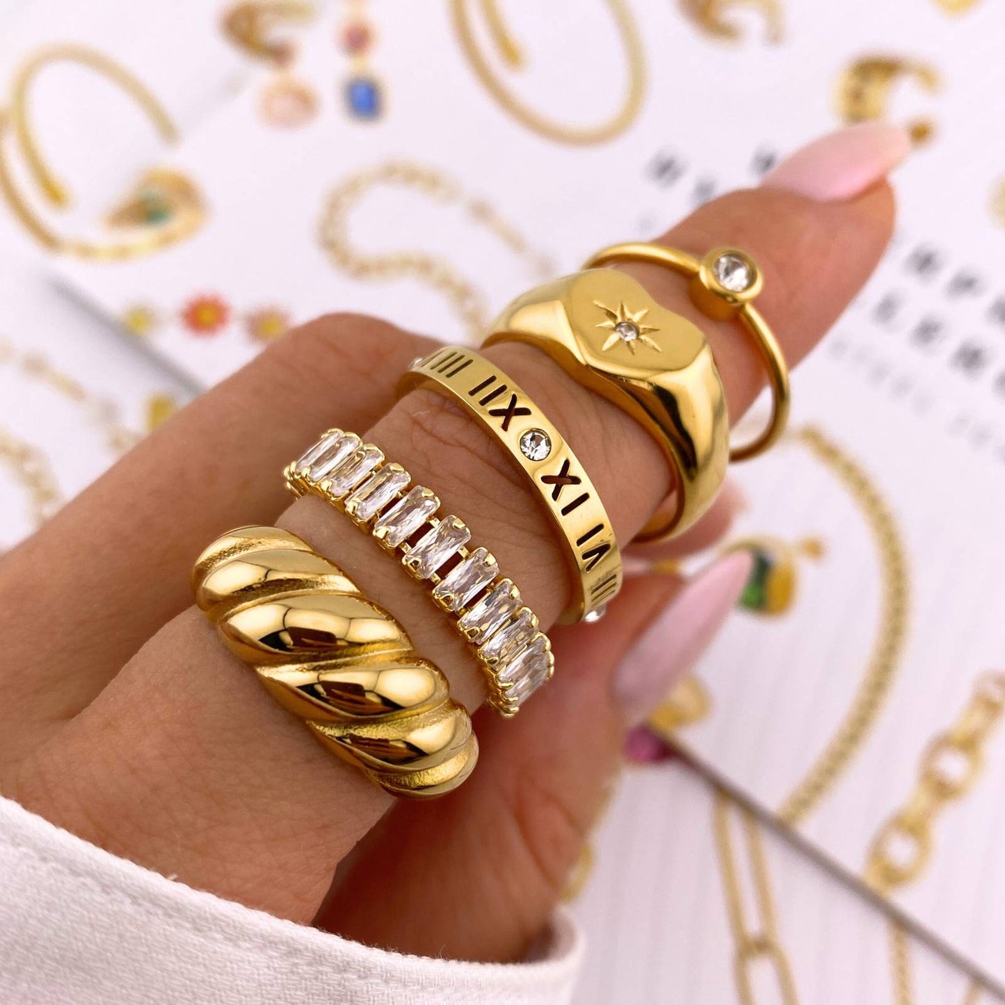Croissant Ring, 18K Gold Plated Steel