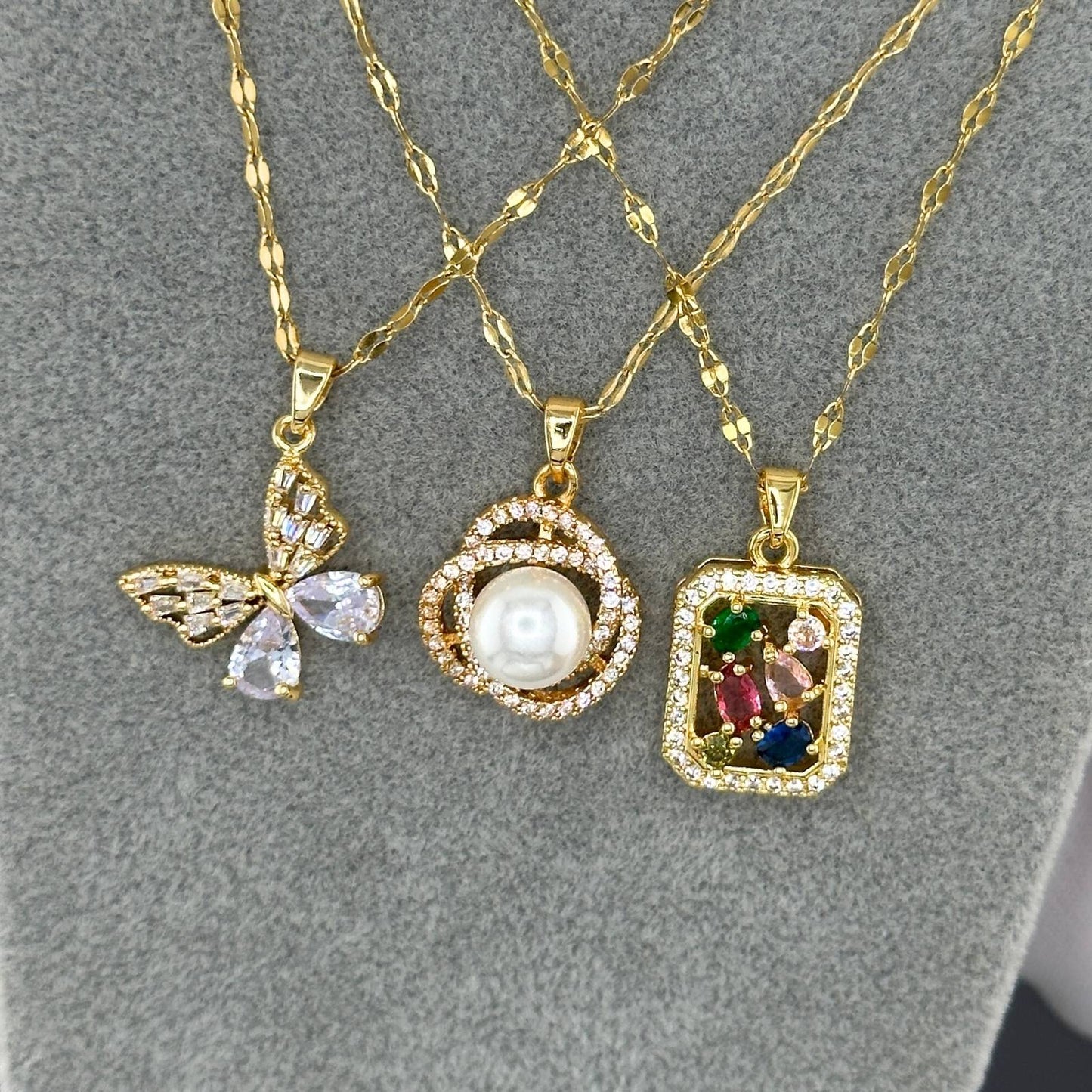 Butterfly Necklace, 18K Gold Plated Steel