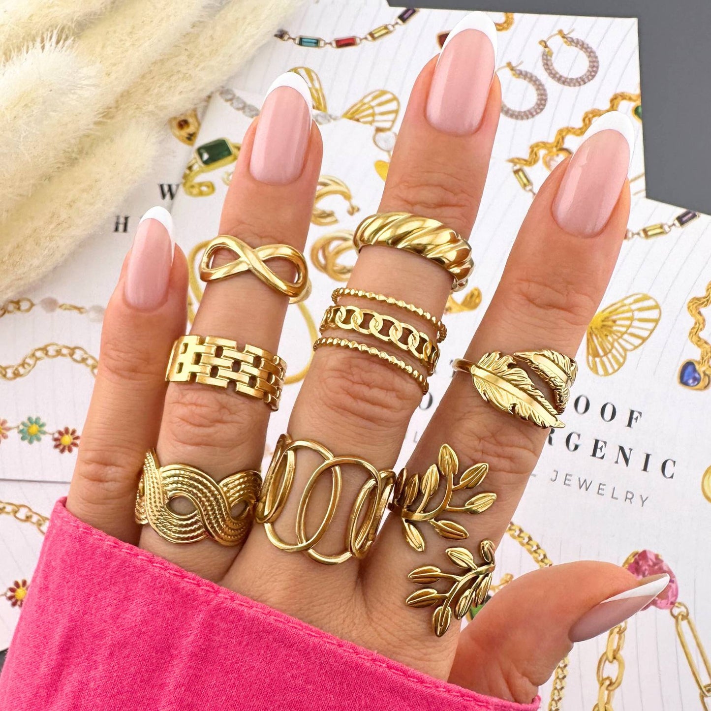 Croissant Ring, 18K Gold Plated Steel