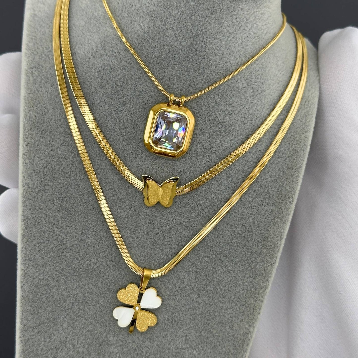 Necklace, 18K Gold Plated Steel