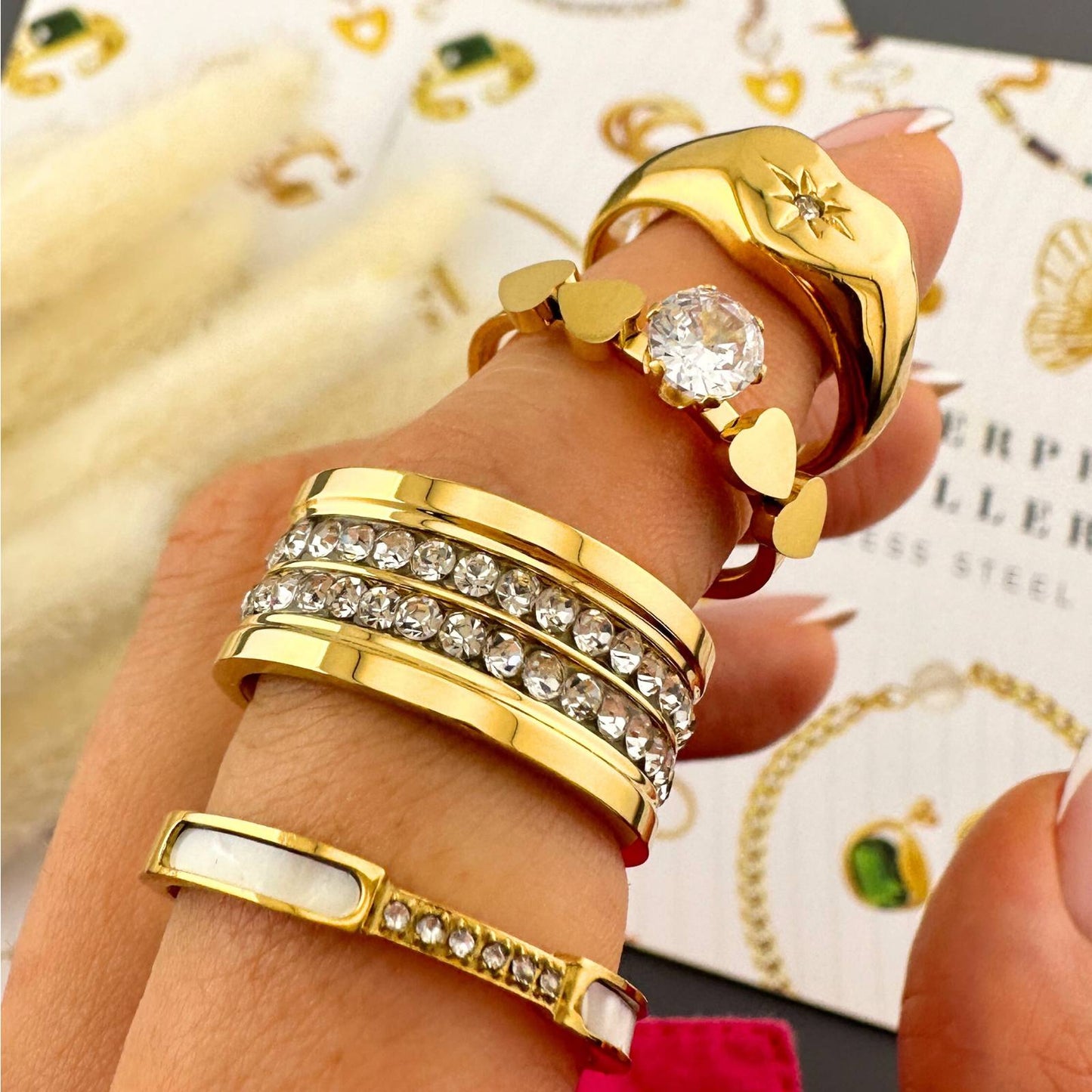 Ring, 18K Gold Plated Steel