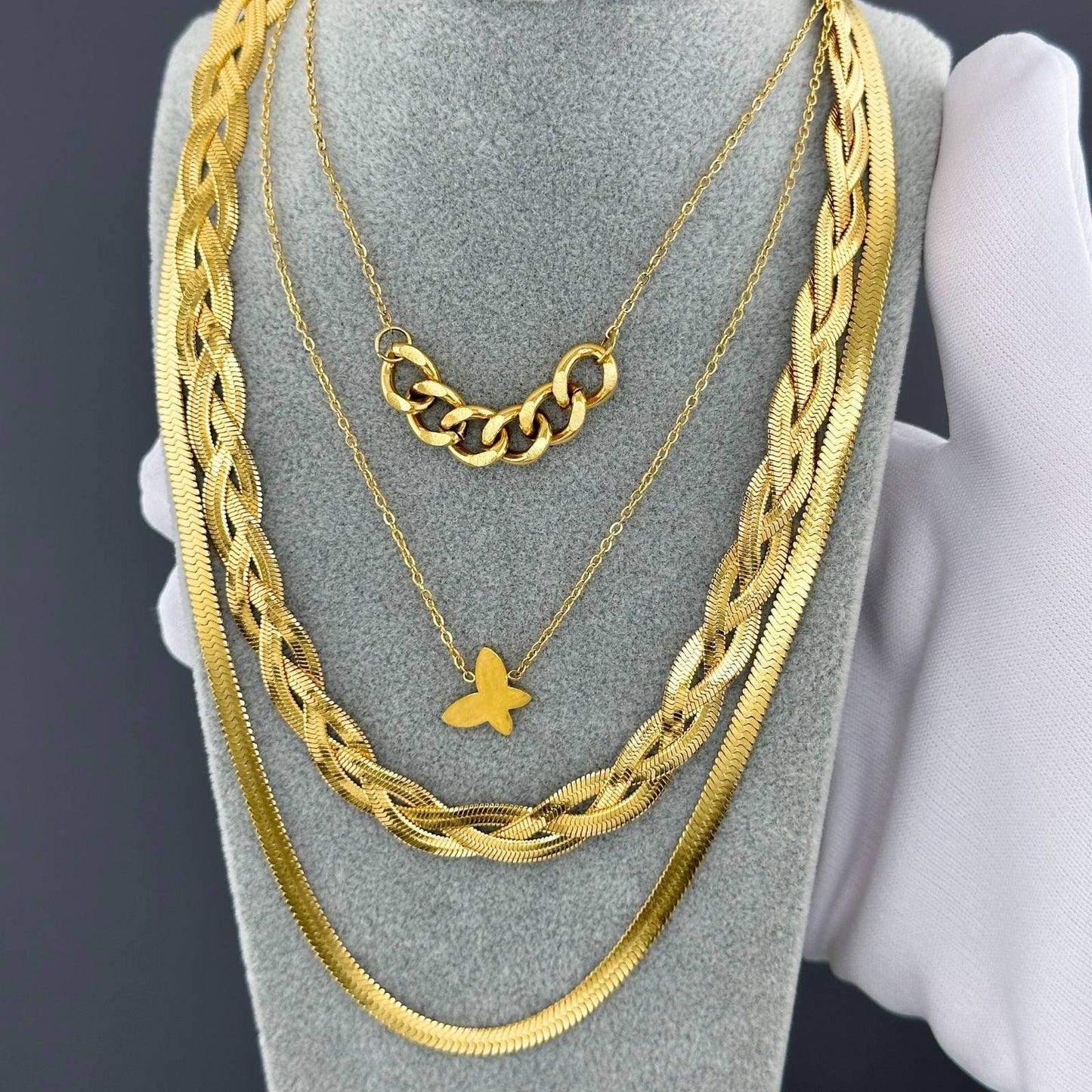 Butterfly Necklace, 18K Gold Plated Steel