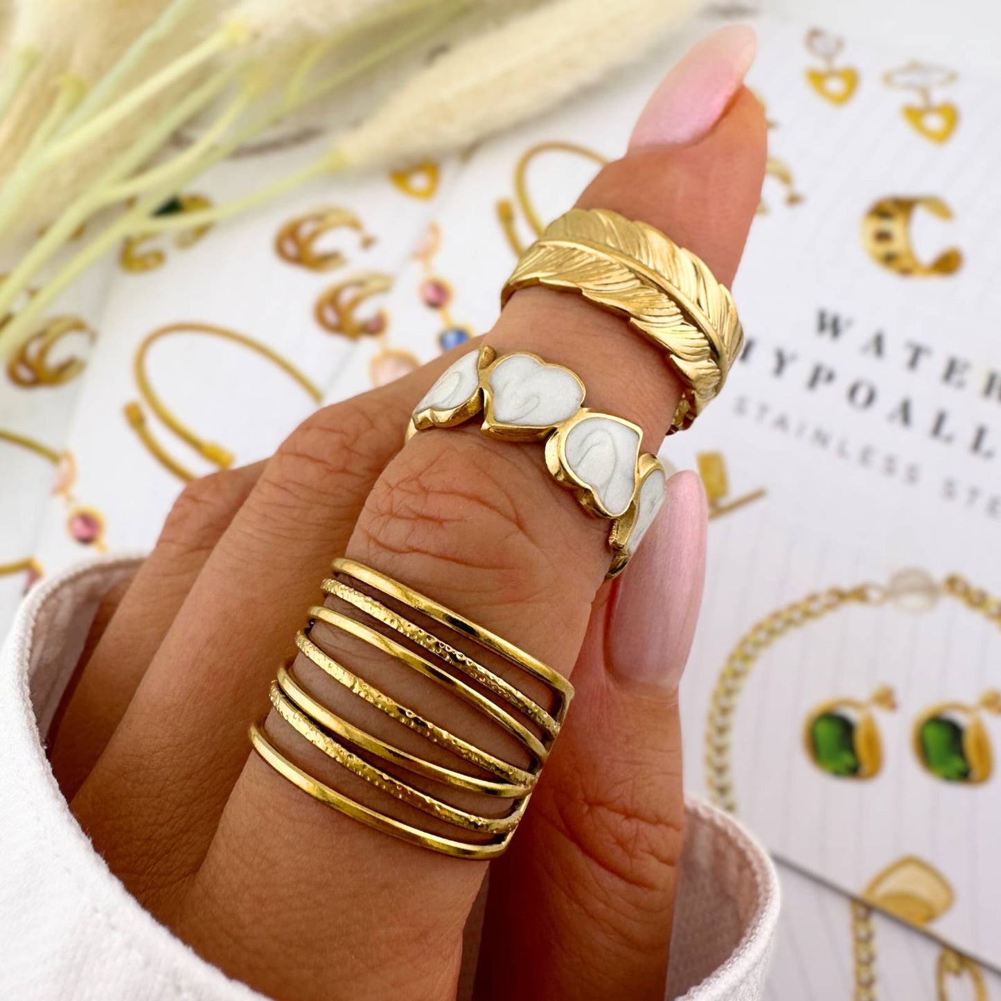 Ring, 18K Gold Plated Steel