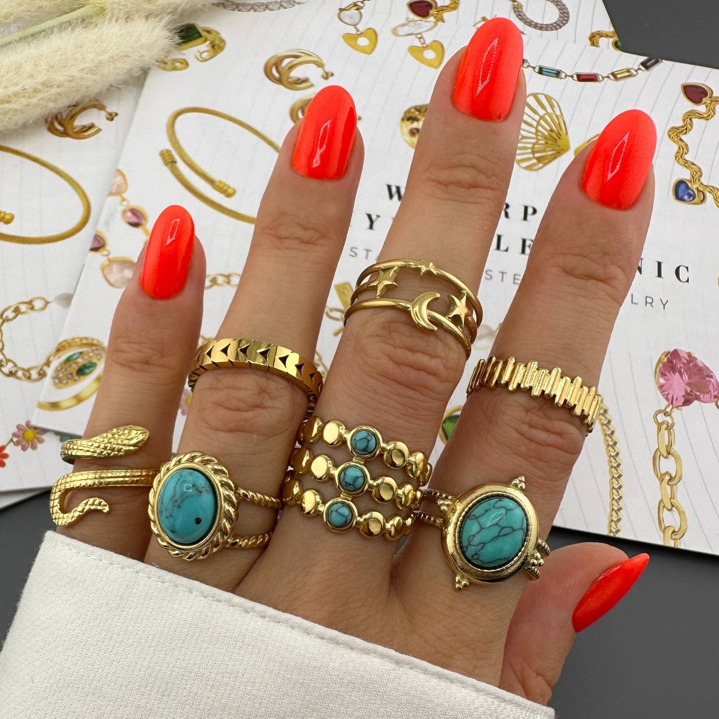 Ring, 18K Gold Plated Steel