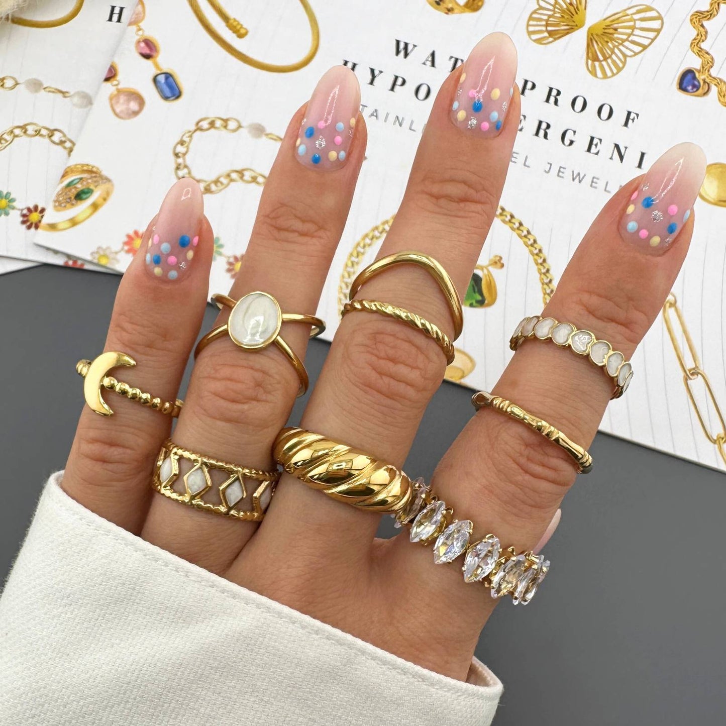 Crescent Ring, 18K Gold Plated Steel