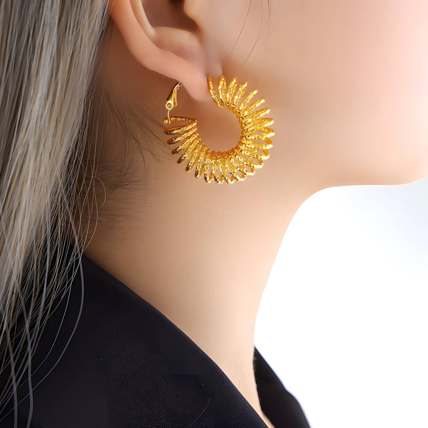 Spiral Earrings, 18K Gold Plated Steel