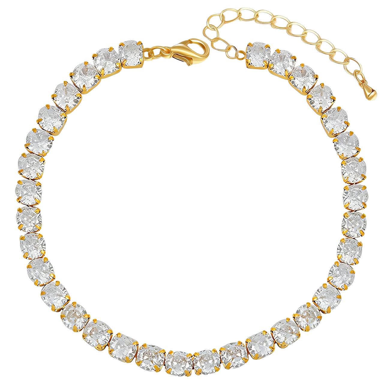 Tennis Bracelet, 18K Gold Plated Steel