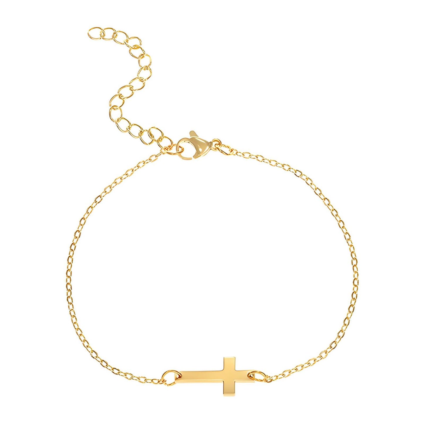 Crosses Bracelet, 18K Gold Plated Steel