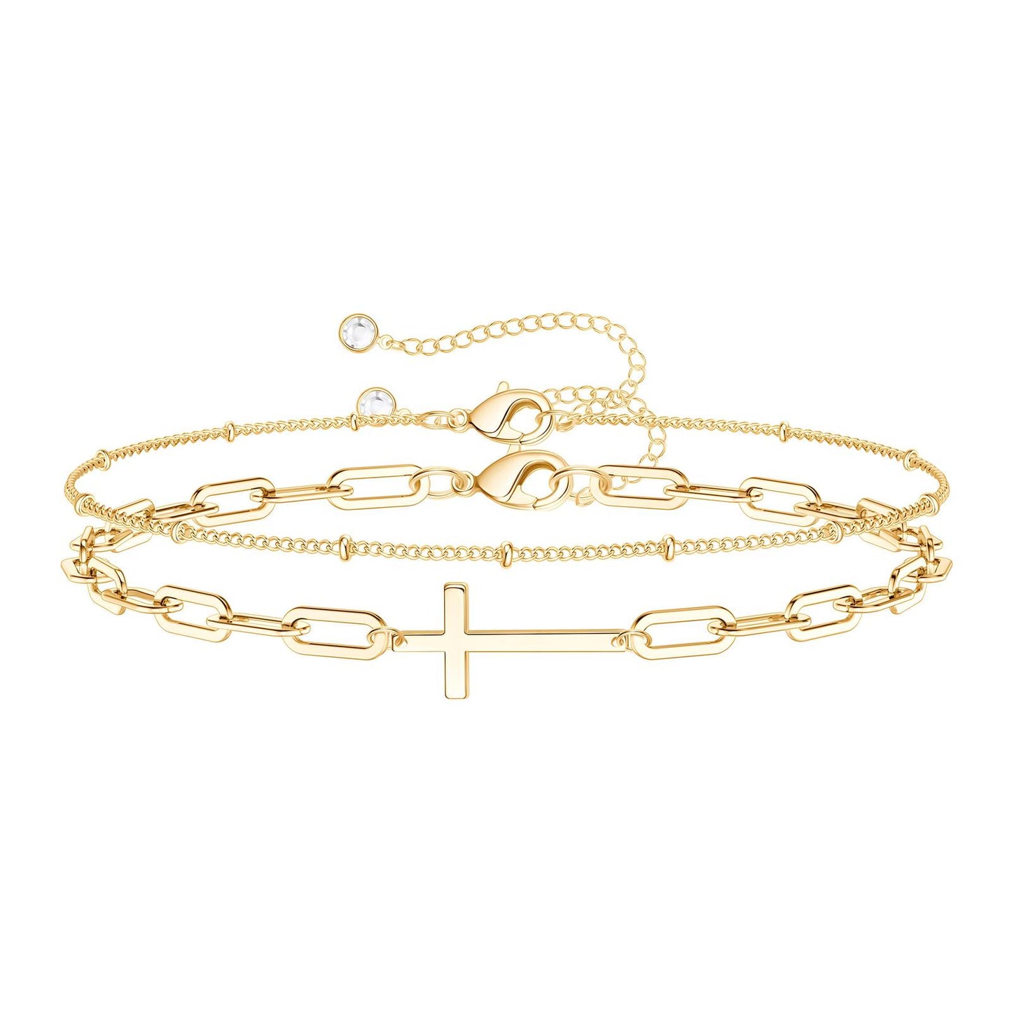 Crosses Bracelet, 18K Gold Plated Steel
