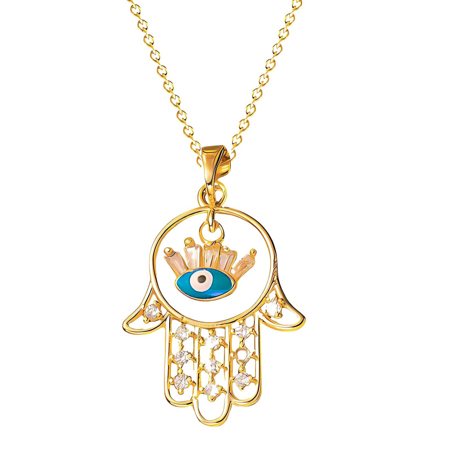 evil eye Necklace, 18K Gold Plated Steel
