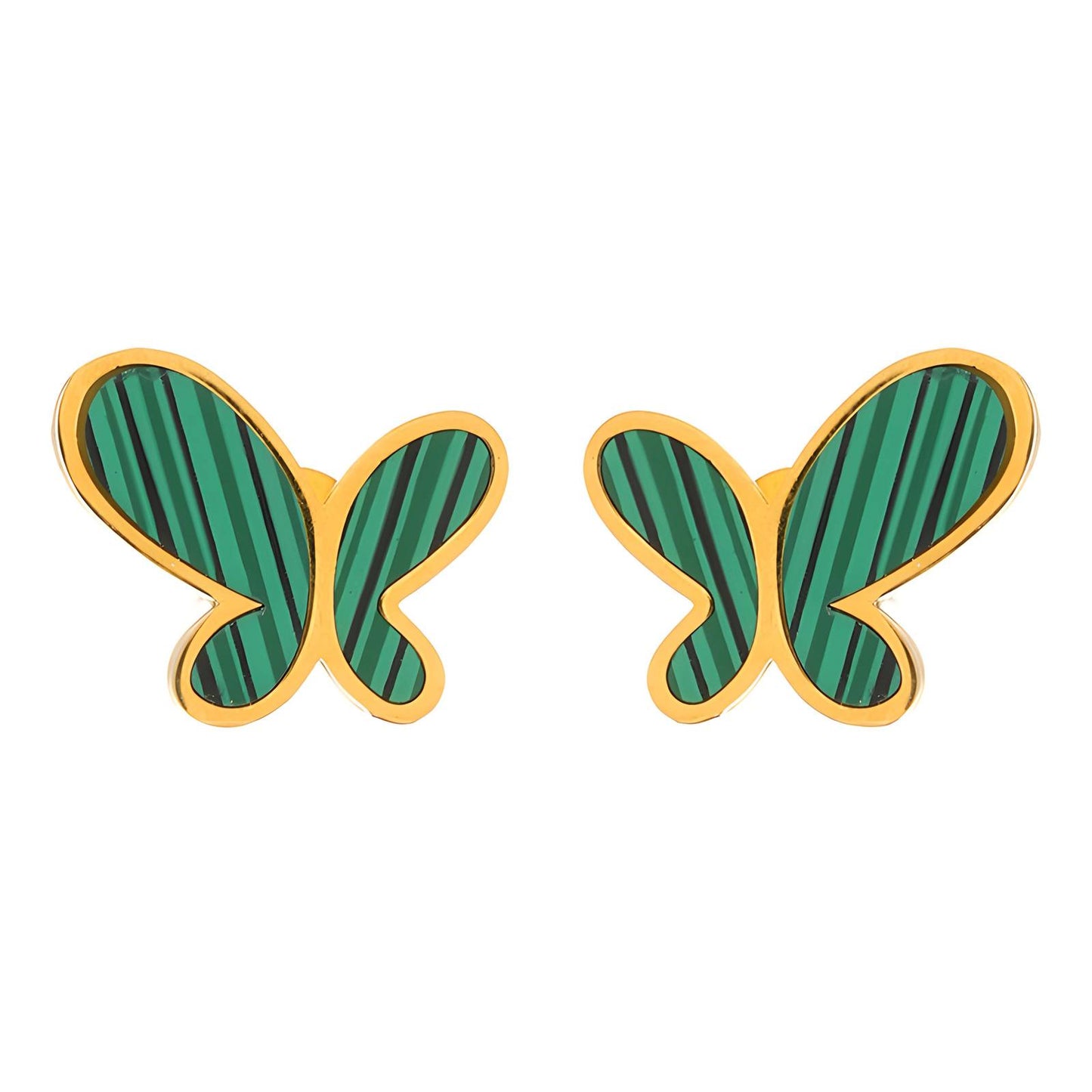 Butterflies Earrings, 18K Gold Plated Steel
