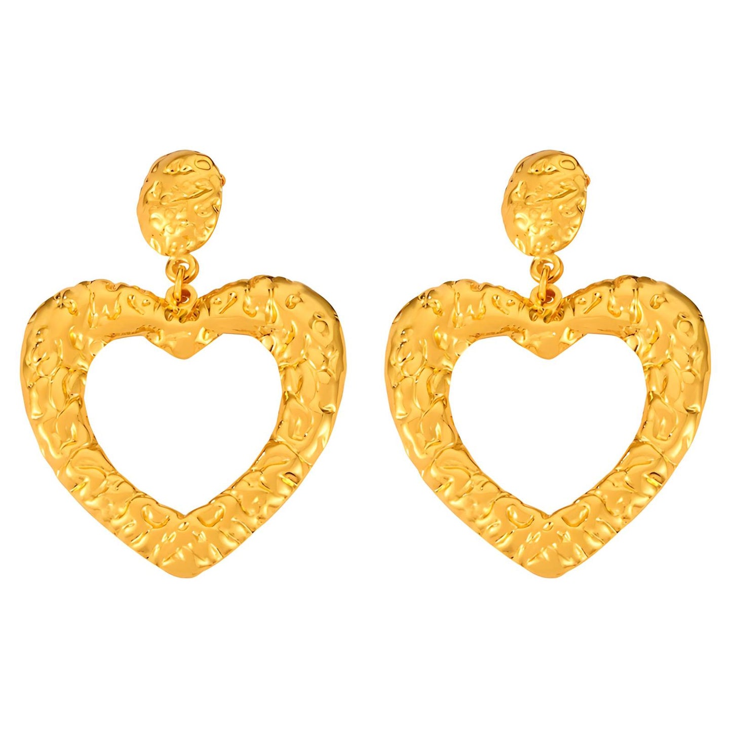 Hearts Earrings, 18K Gold Plated Steel