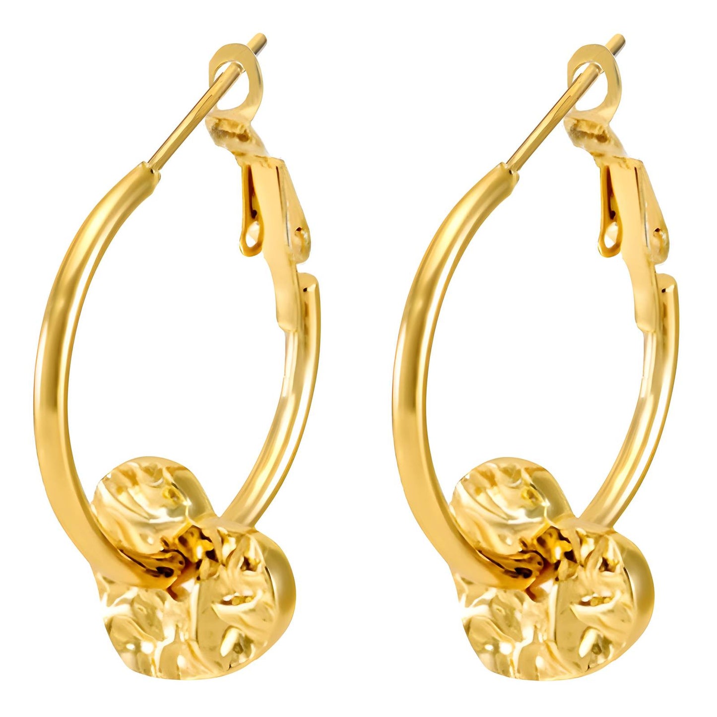 Hearts Earrings, 18K Gold Plated Steel