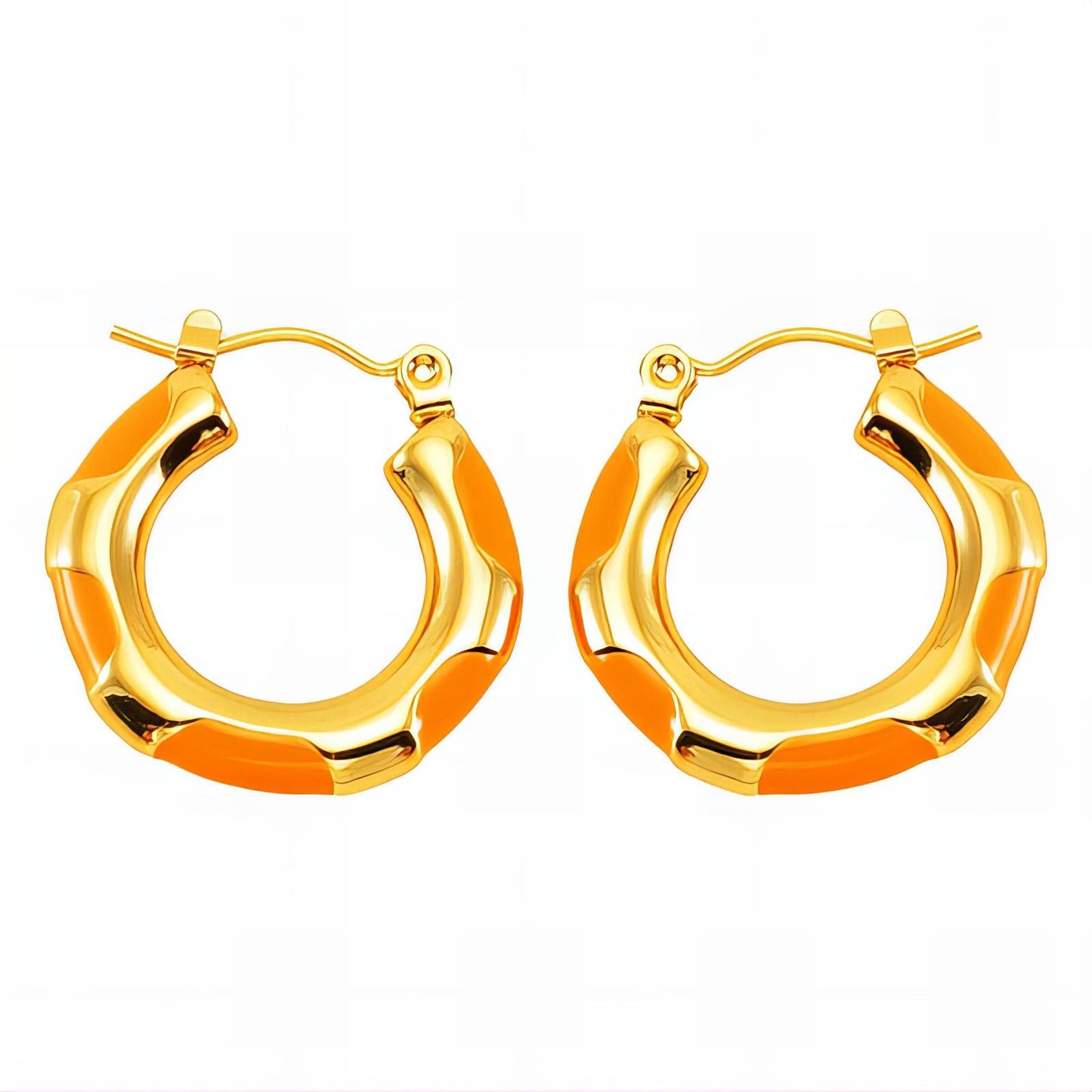 Earrings, 18K Gold Plated Steel
