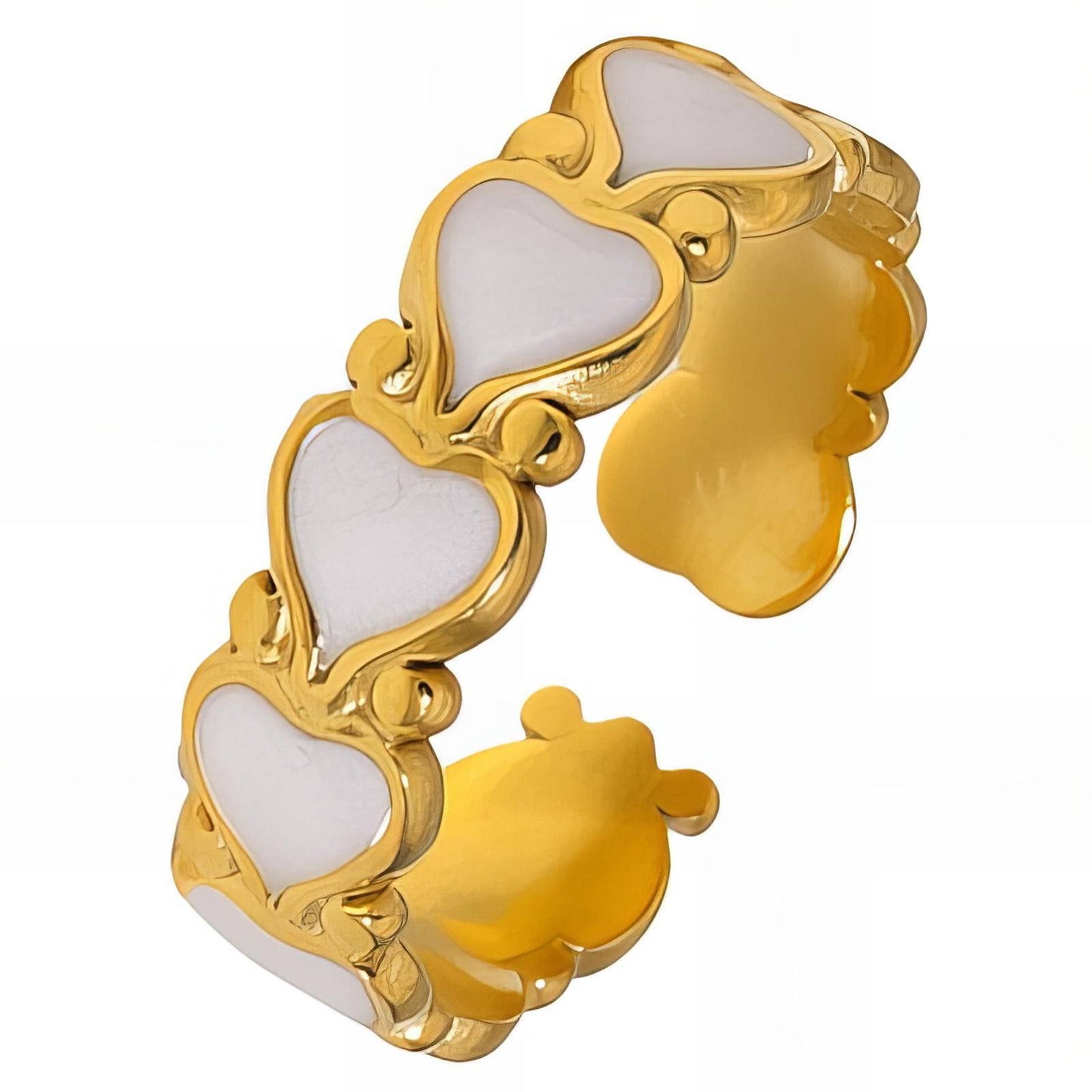 Hearts Ring, 18K Gold Plated Steel