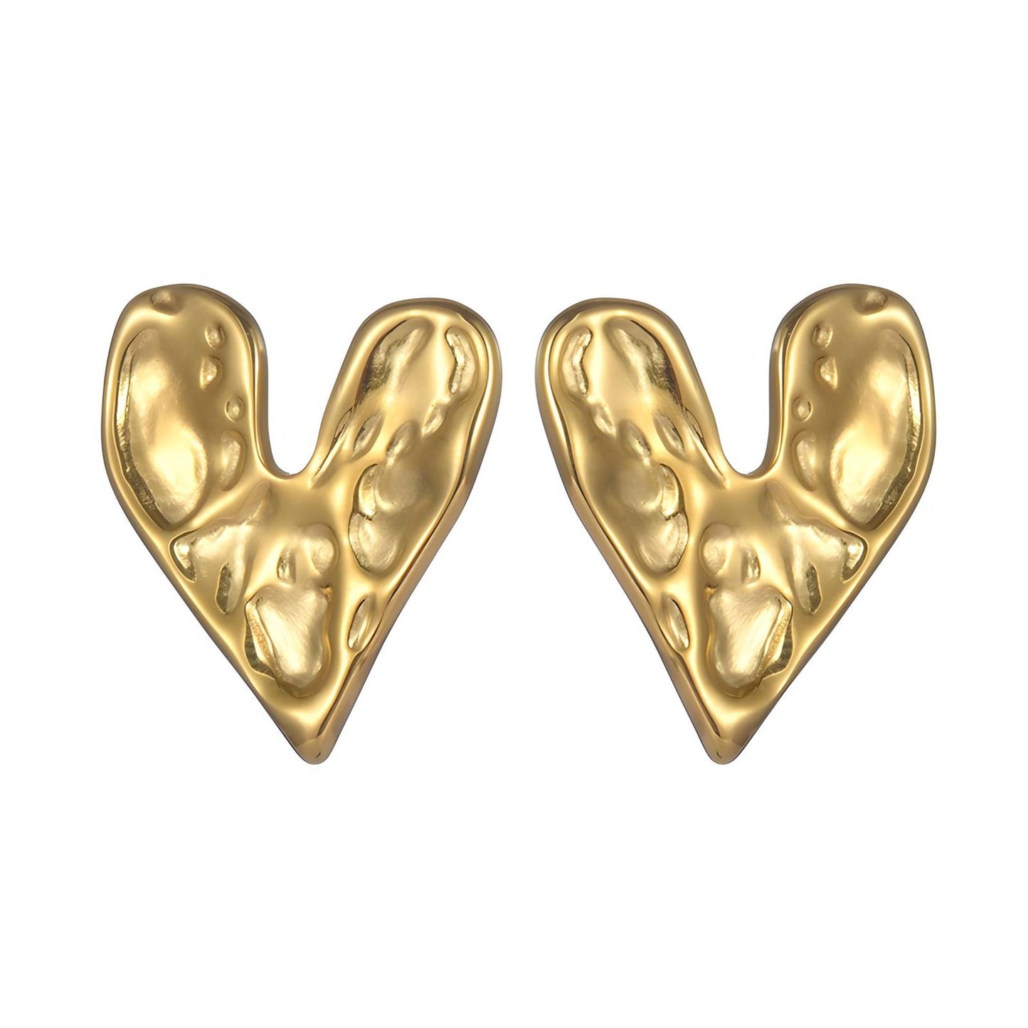 Hearts Earrings, 18K Gold Plated Steel