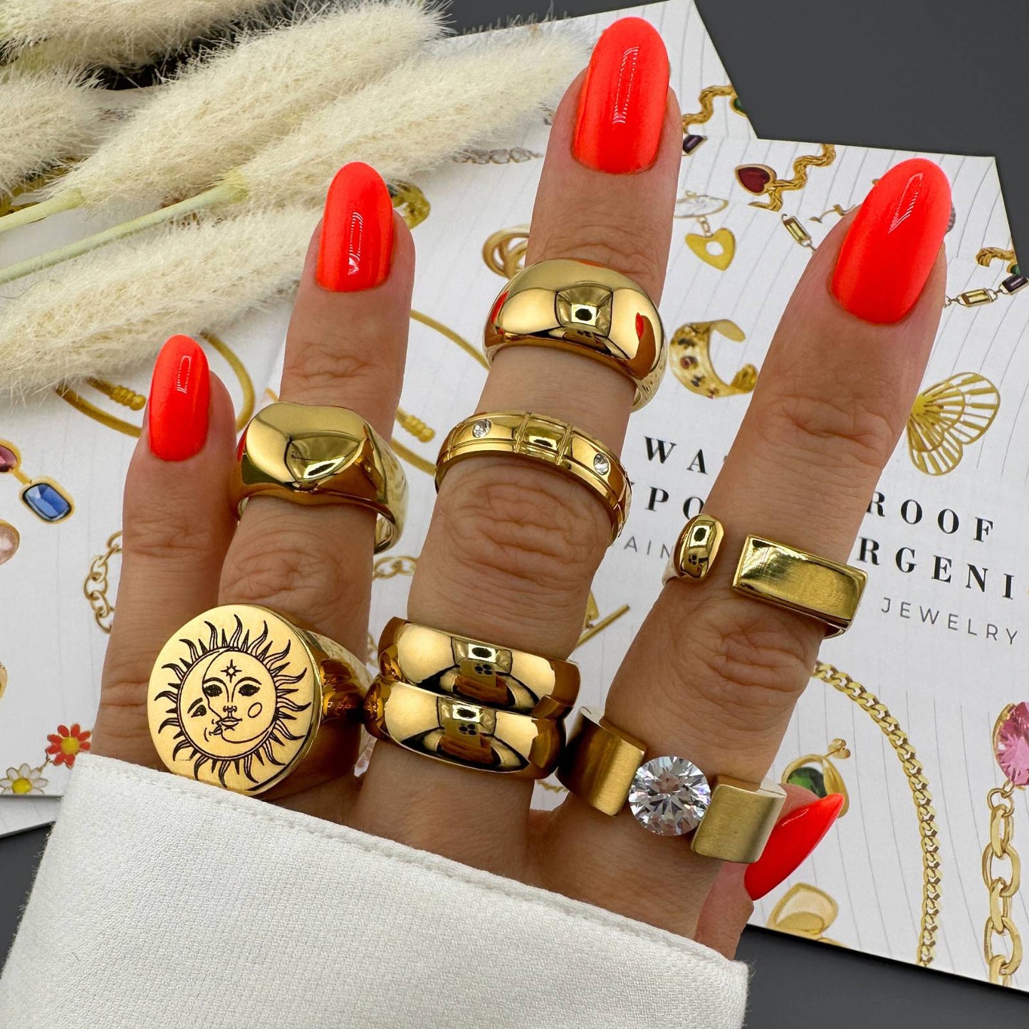 Ring, 18K Gold Plated Steel