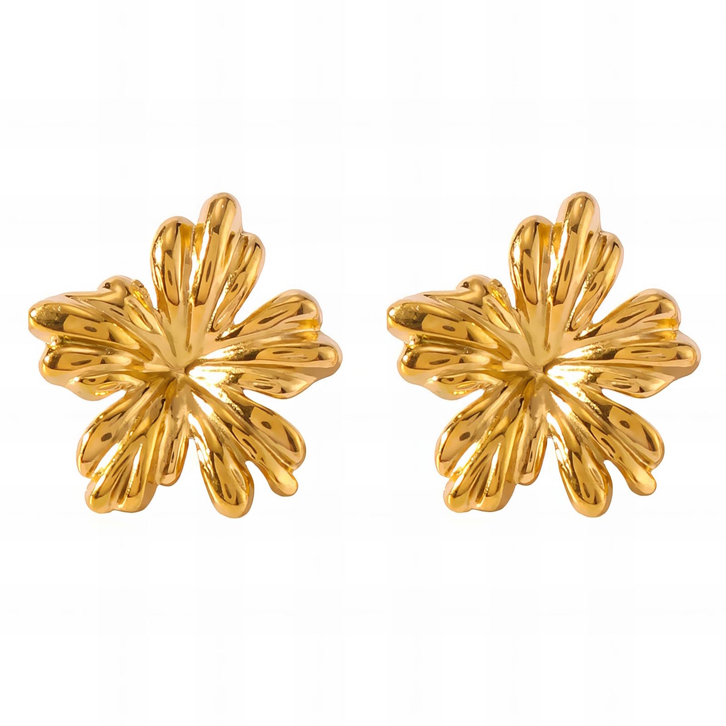 Flowers Earrings, 18K Gold Plated Steel
