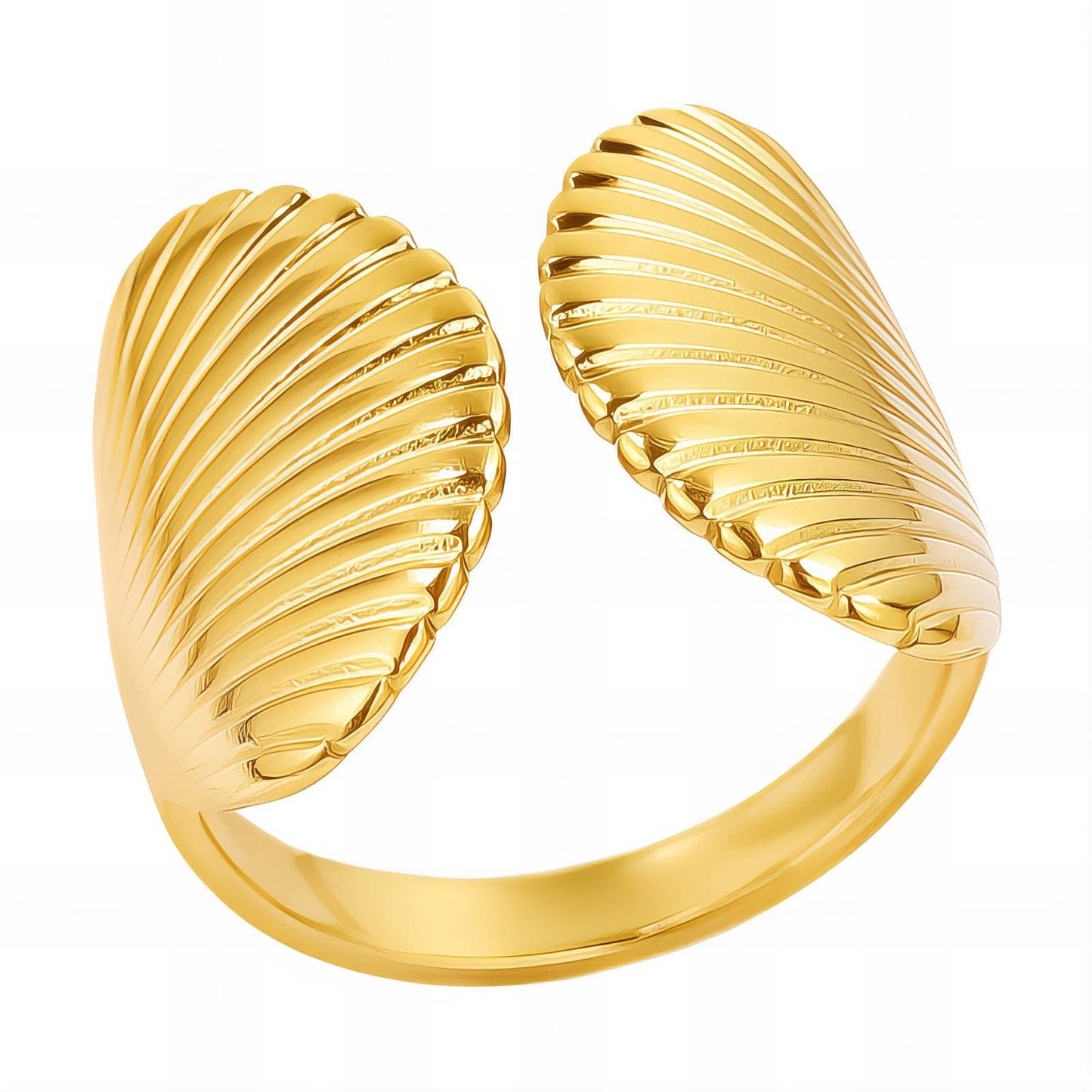 Seashells Ring, 18K Gold Plated Steel
