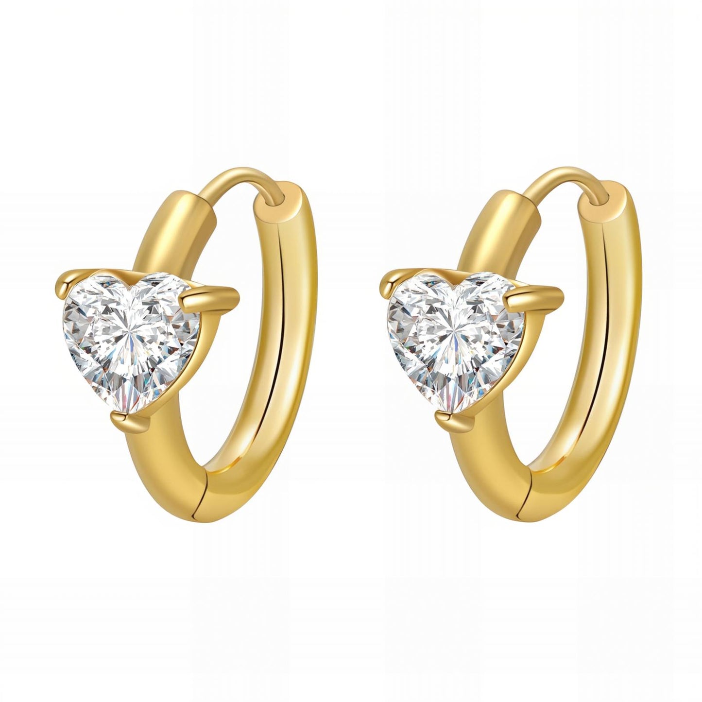 Hearts Earrings, 18K Gold Plated Steel