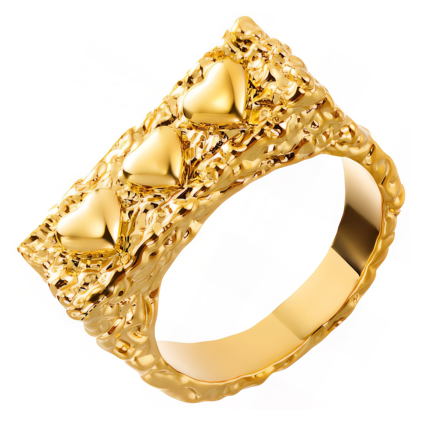 Hearts Ring, 18K Gold Plated Steel