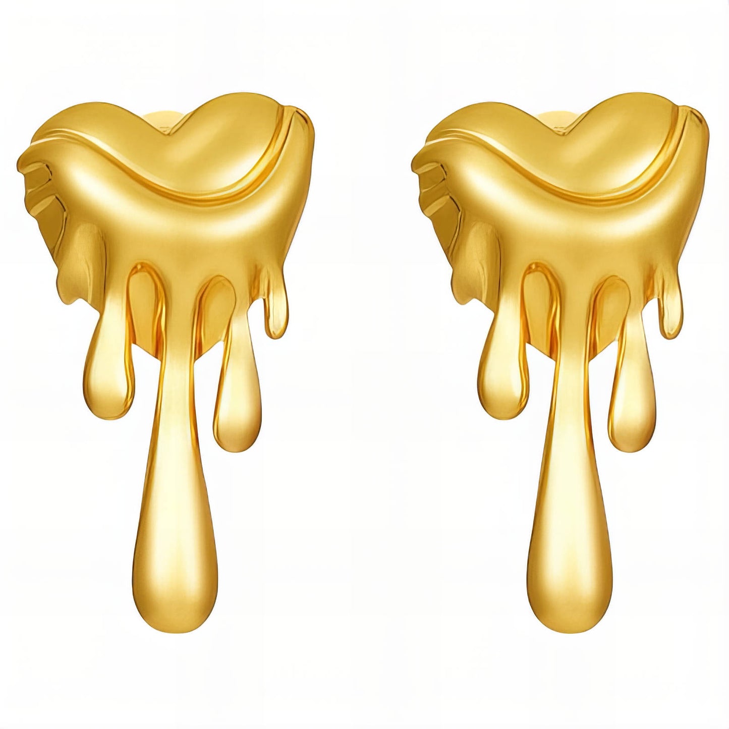 Hearts Earrings, 18K Gold Plated Steel