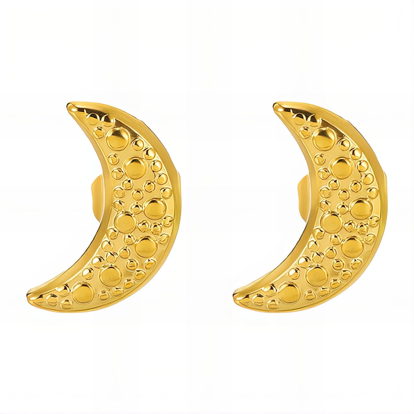 Moon Earrings, 18K Gold Plated Steel