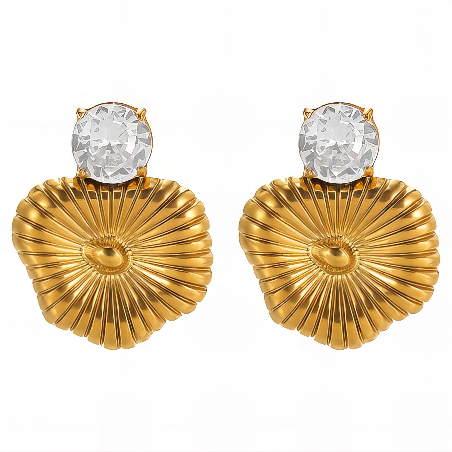 Flowers Earrings, 18K Gold Plated Steel