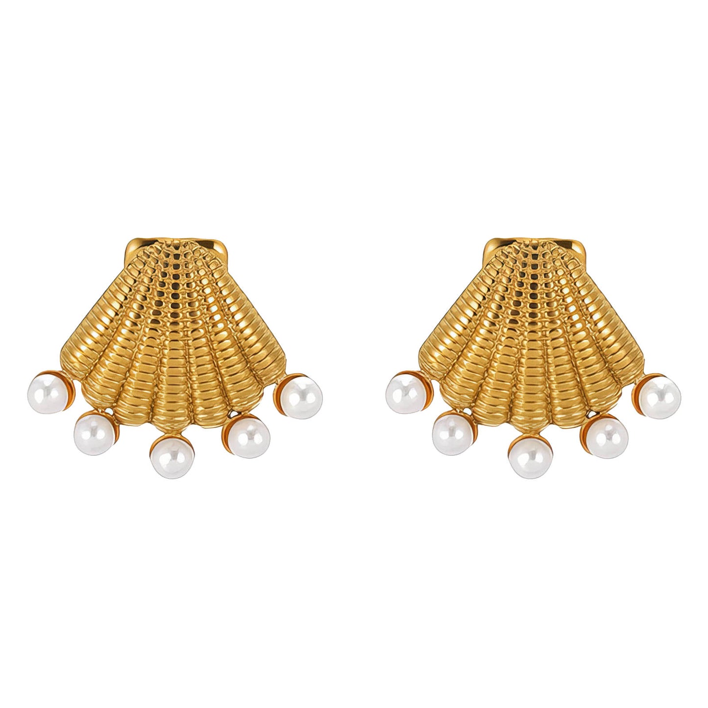 Seashells Earrings, 18K Gold Plated Steel