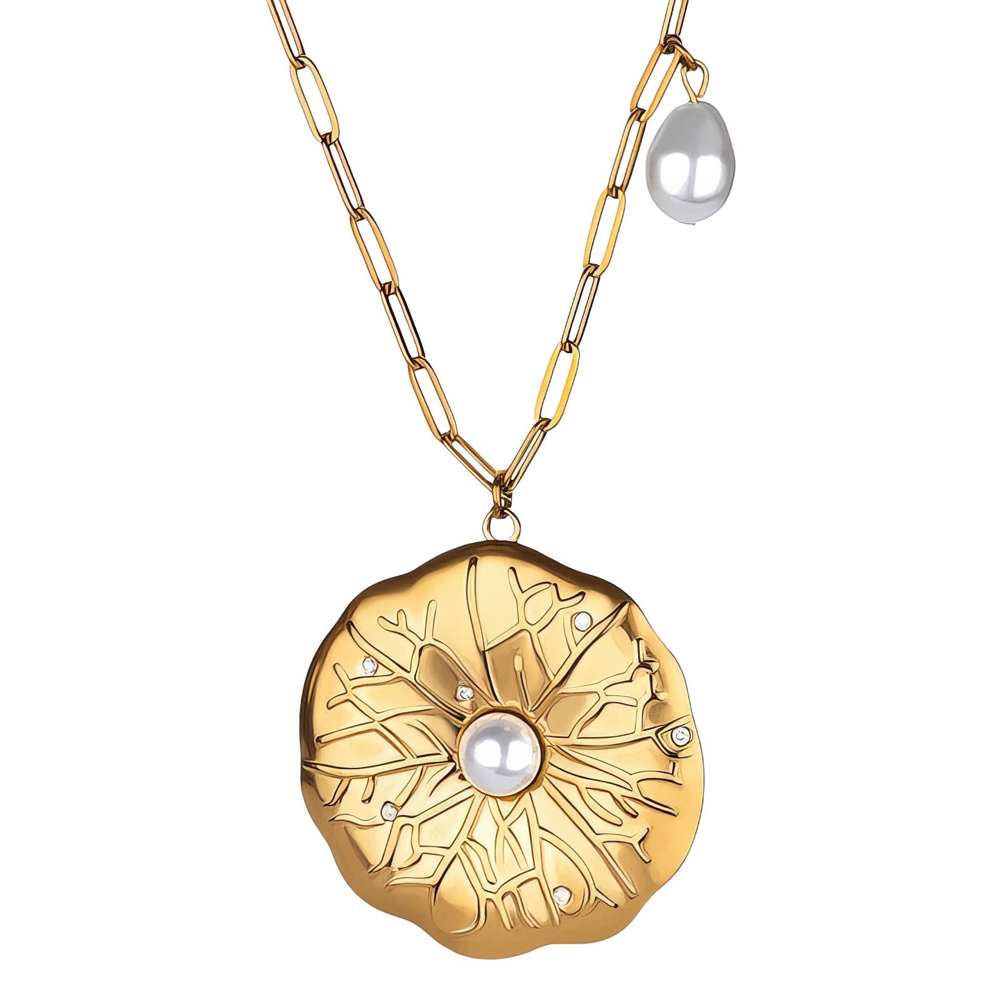 Necklace, 18K Gold Plated Steel – Luxoroia Dainty Waterproof Gold-Plated Jewelry