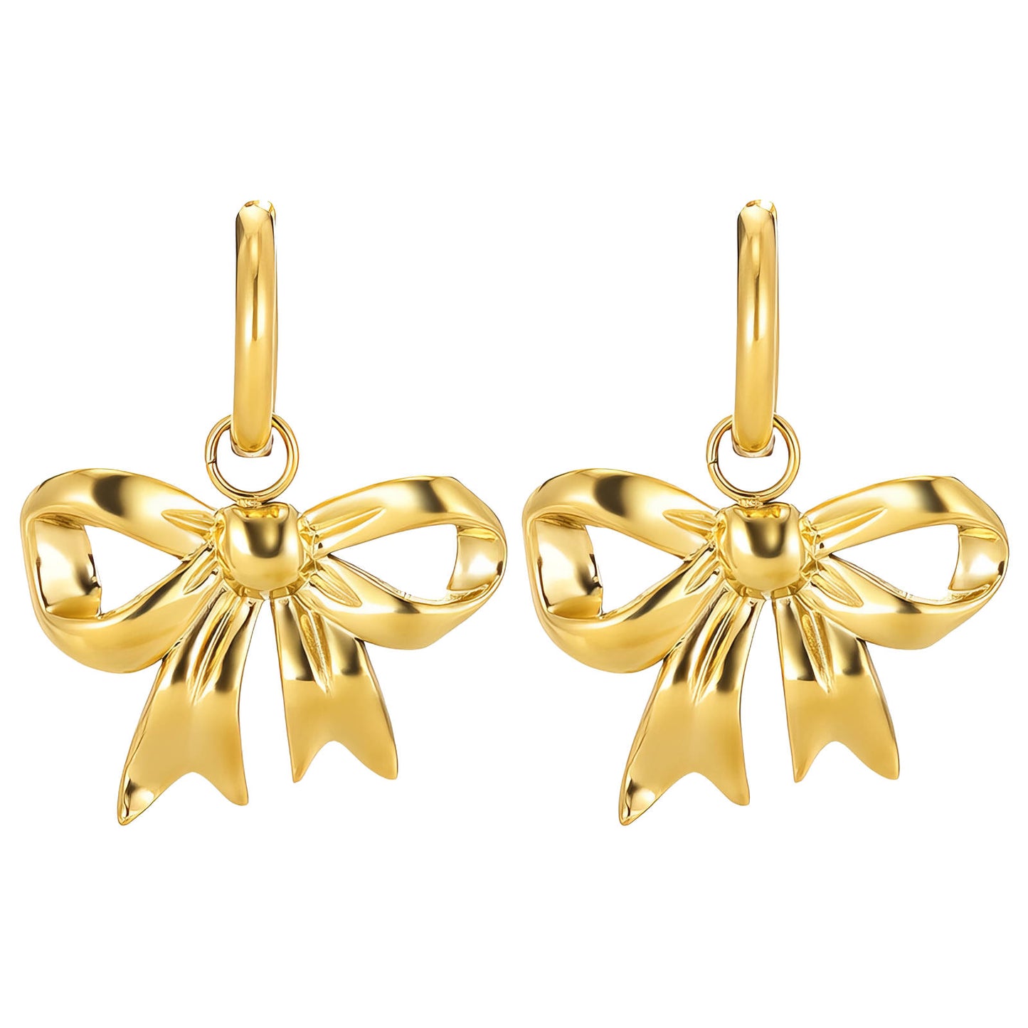 Bows Earrings, 18K Gold Plated Steel