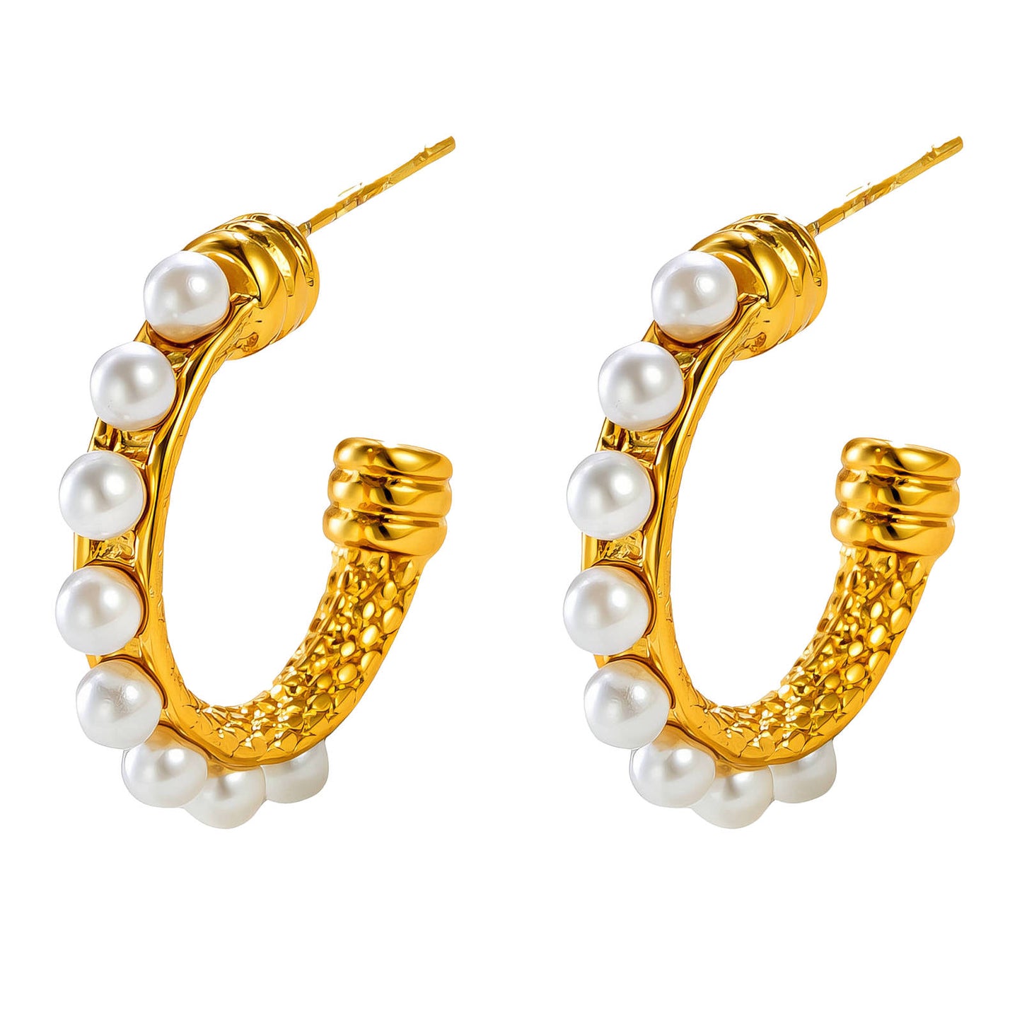 Earrings, 18K Gold Plated Steel