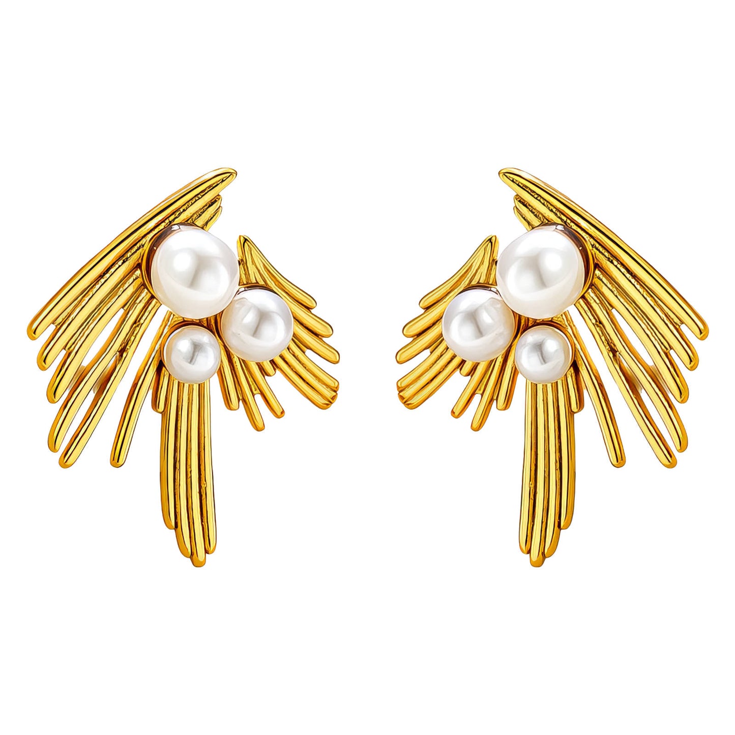 Earrings, 18K Gold Plated Steel