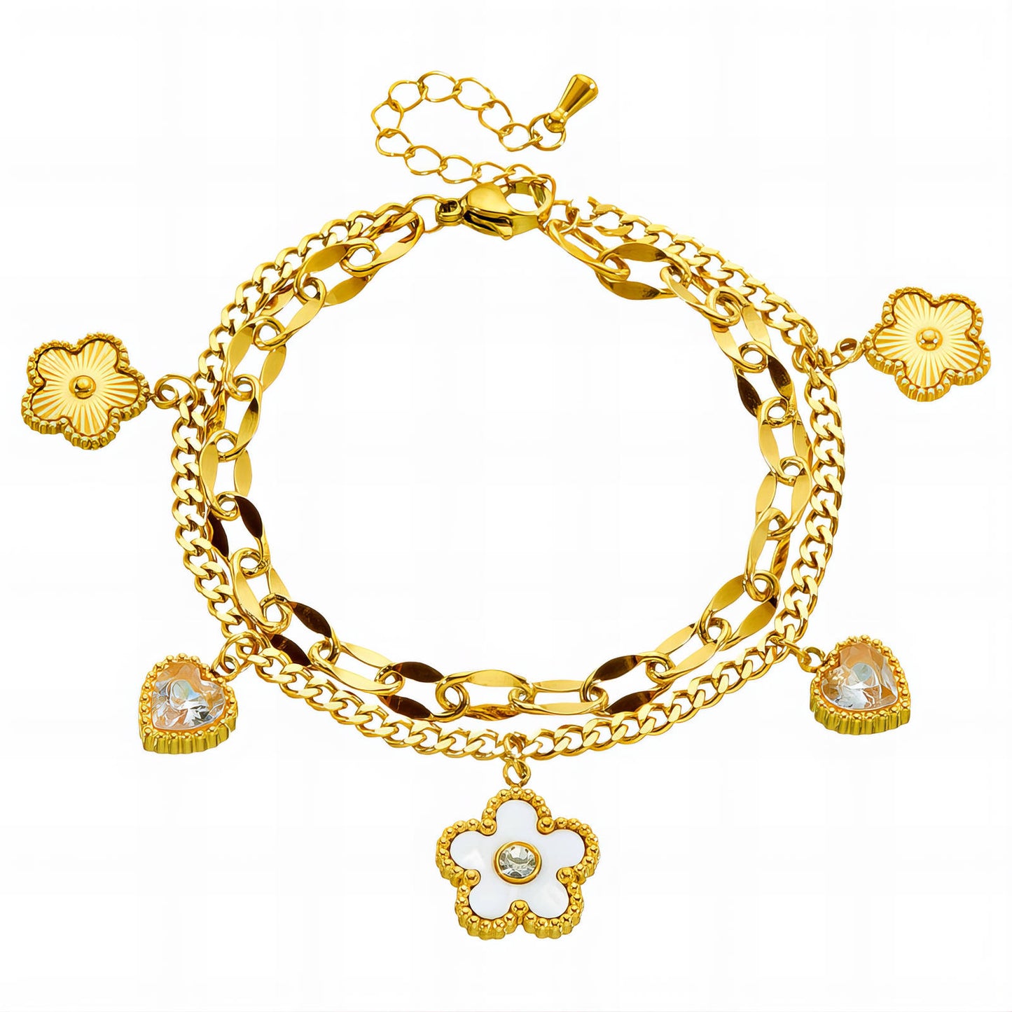 Flower Meadow Bracelet, 18K Gold Plated Steel