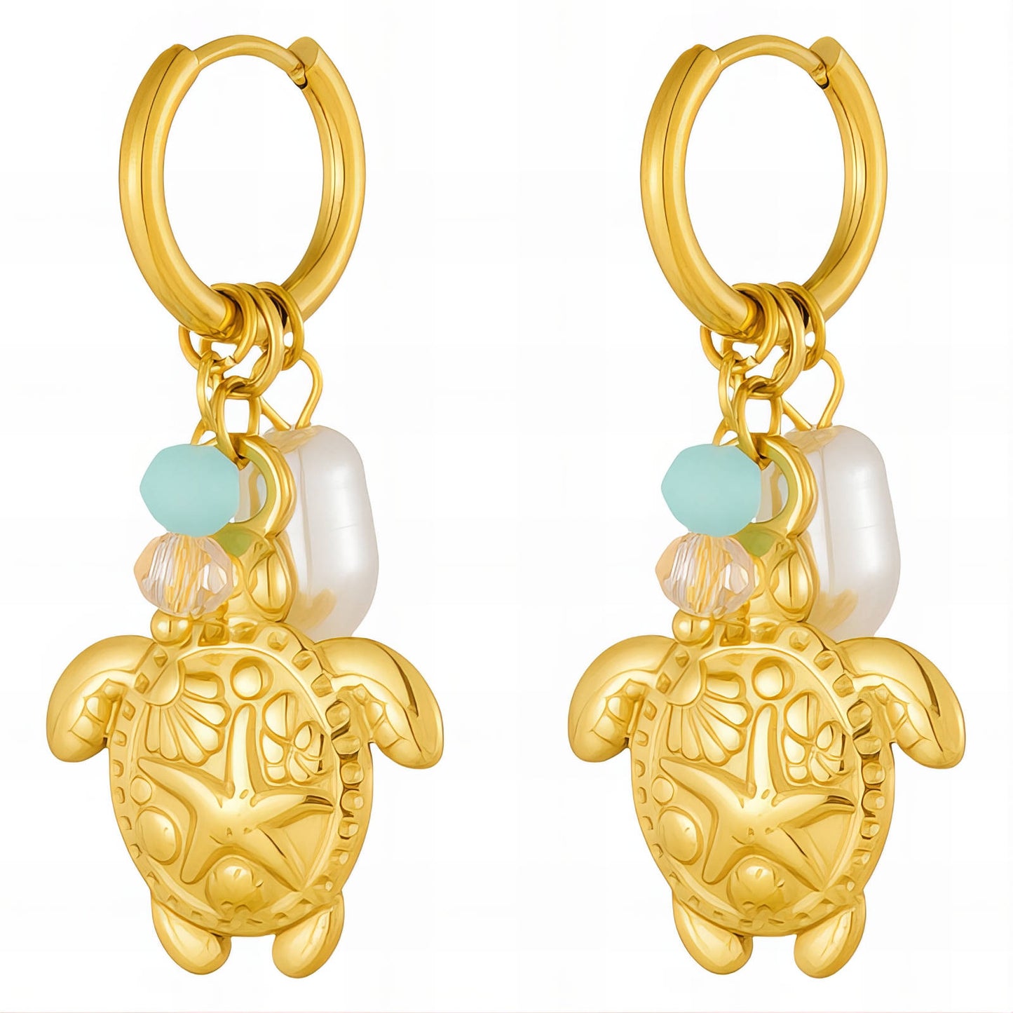Turtles Earrings, 18K Gold Plated Steel