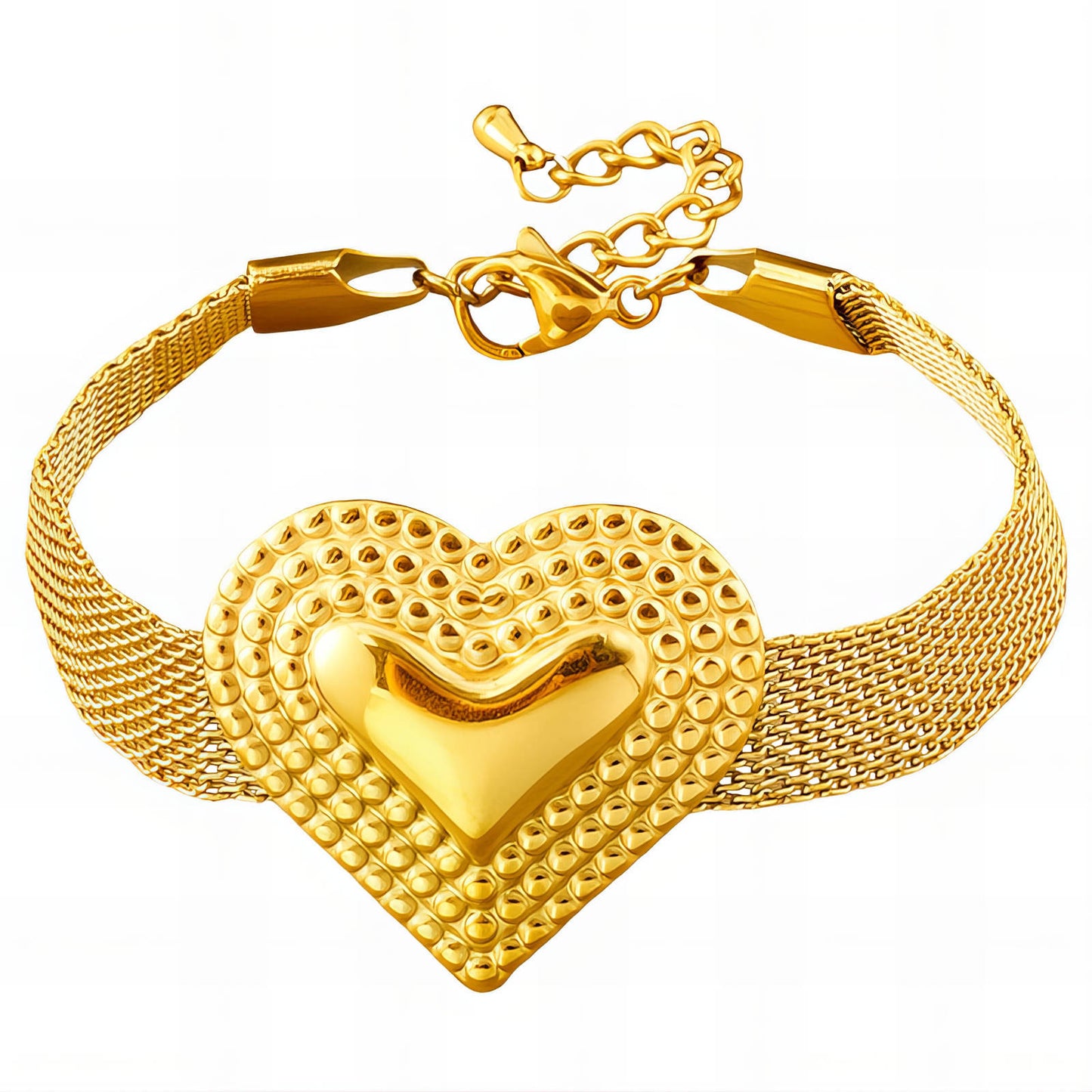 Heart Bracelet, 18K Gold Plated Steel