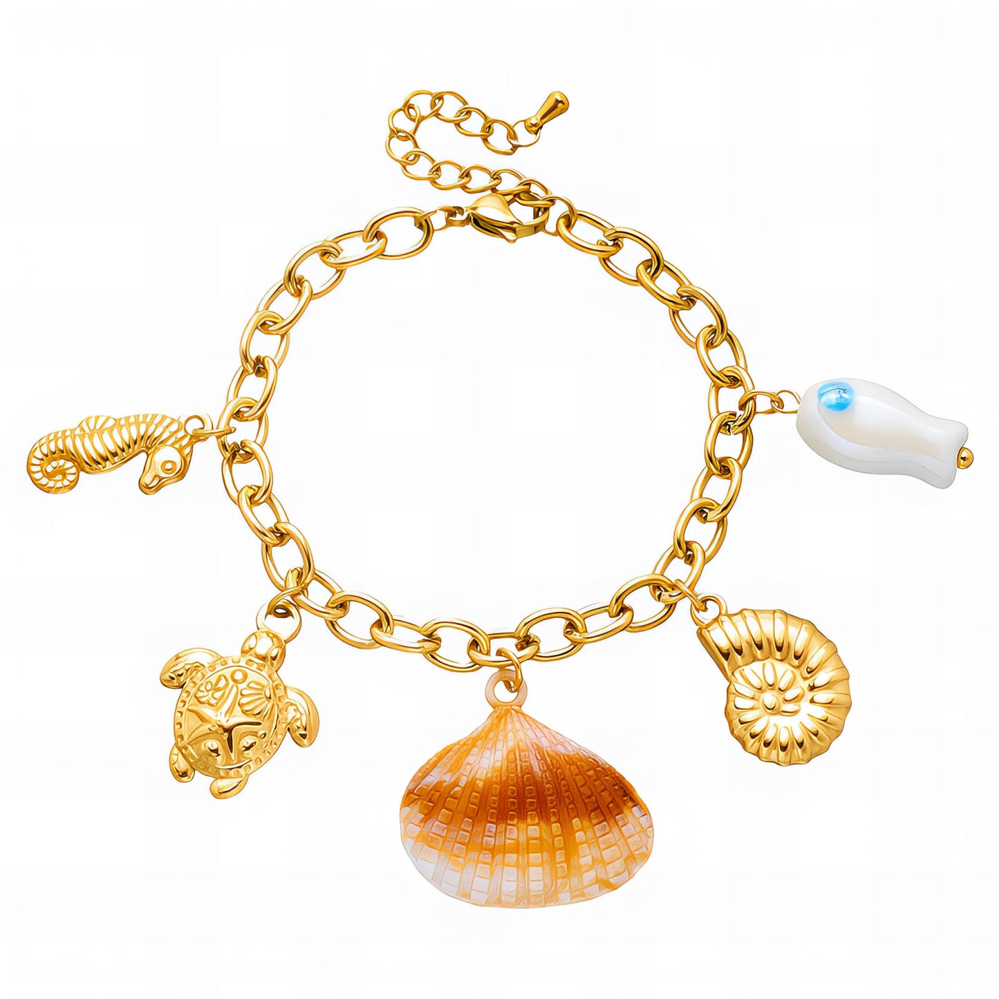 Seashells Bracelet, 18K Gold Plated Steel