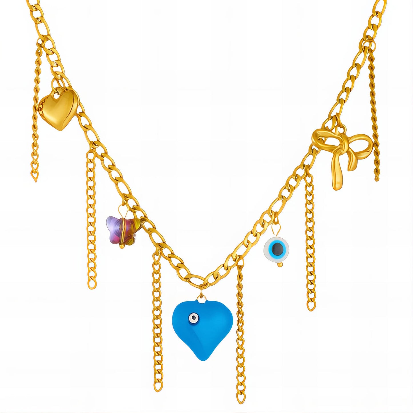 Hearts Necklace, 18K Gold Plated Steel