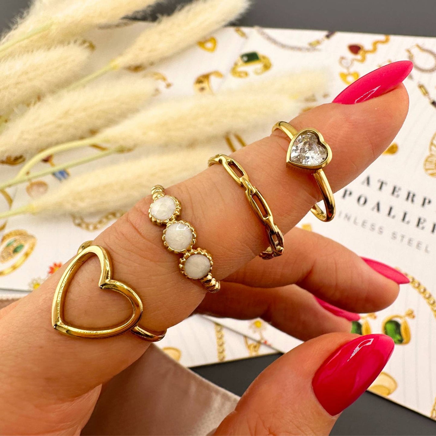 Heart Ring, 18K Gold Plated Steel