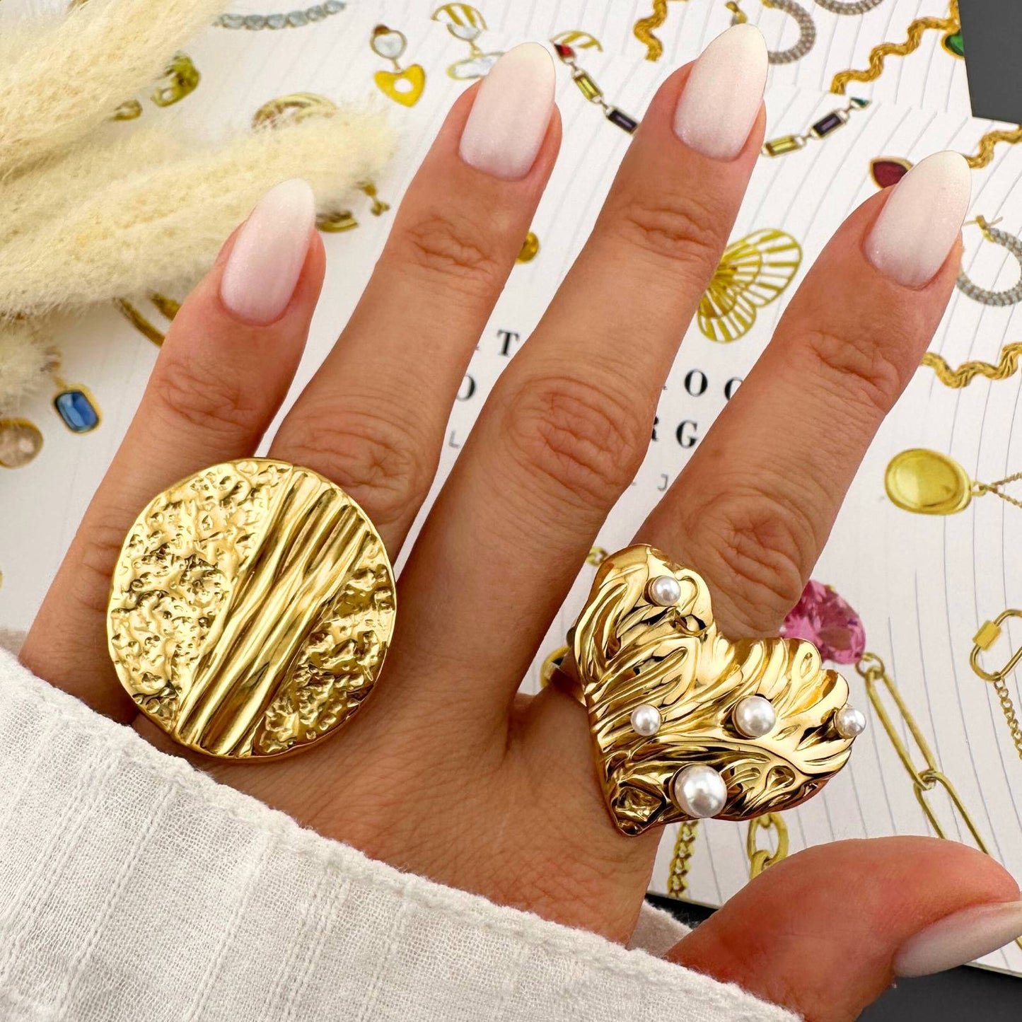 Heart Ring, 18K Gold Plated Steel