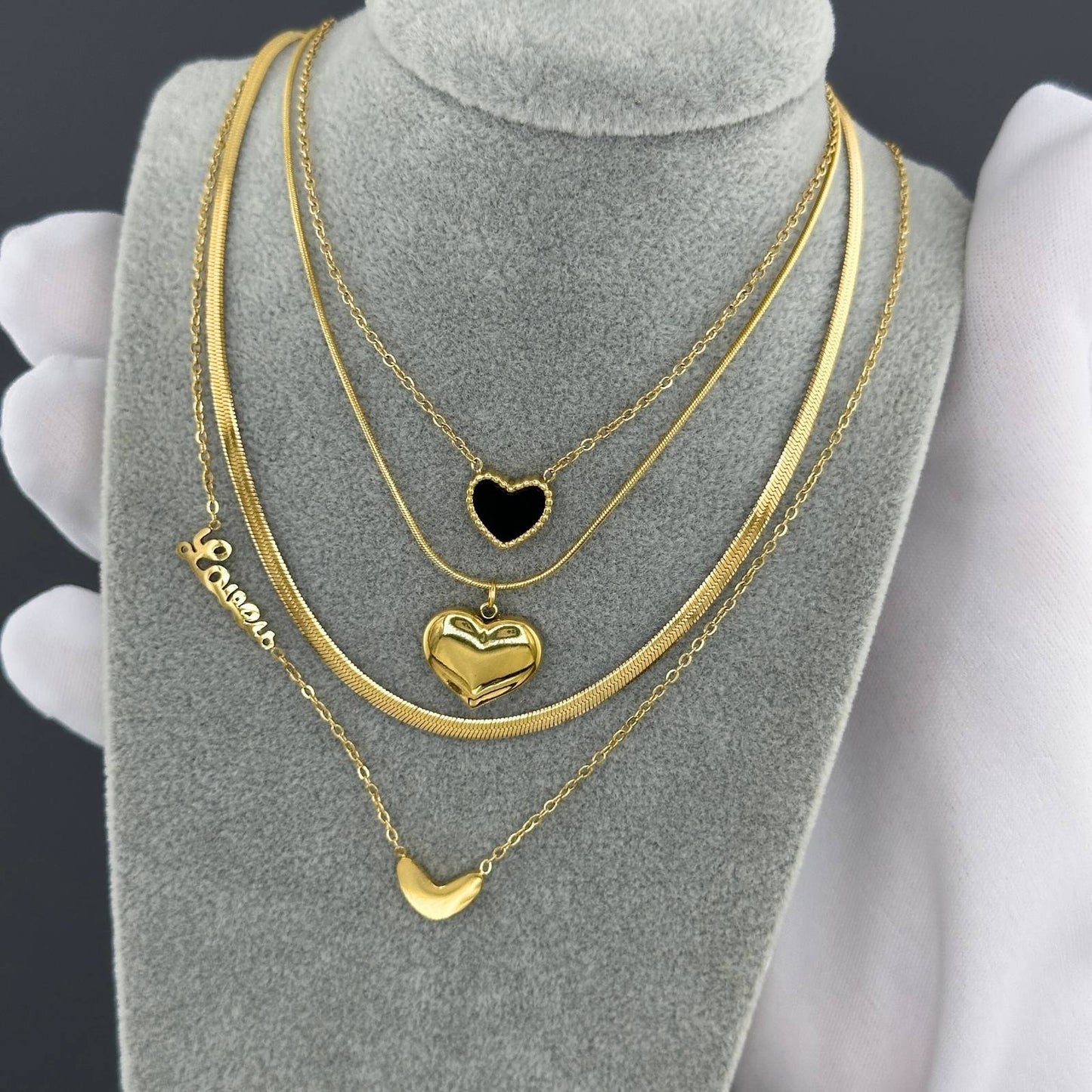 Heart Necklace, 18K Gold Plated Steel