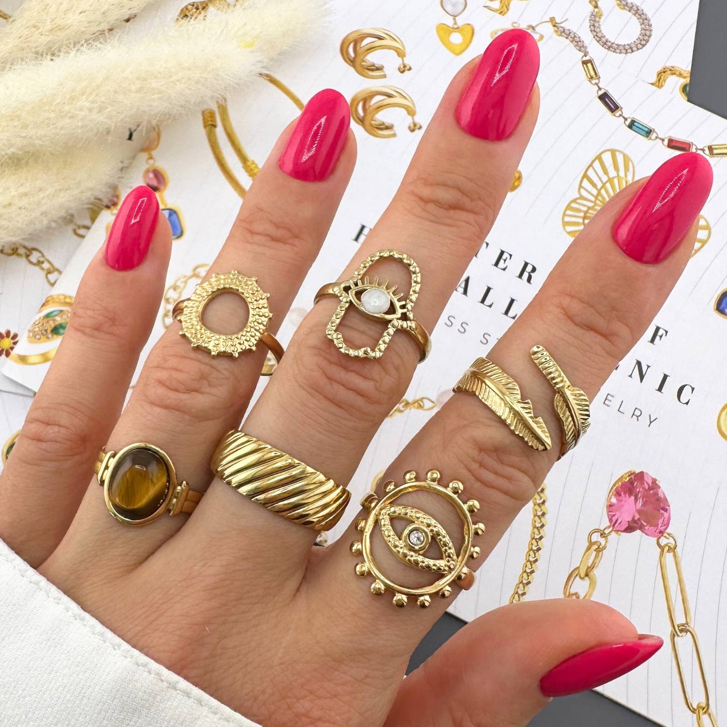 Leaf Ring, 18K Gold Plated Steel