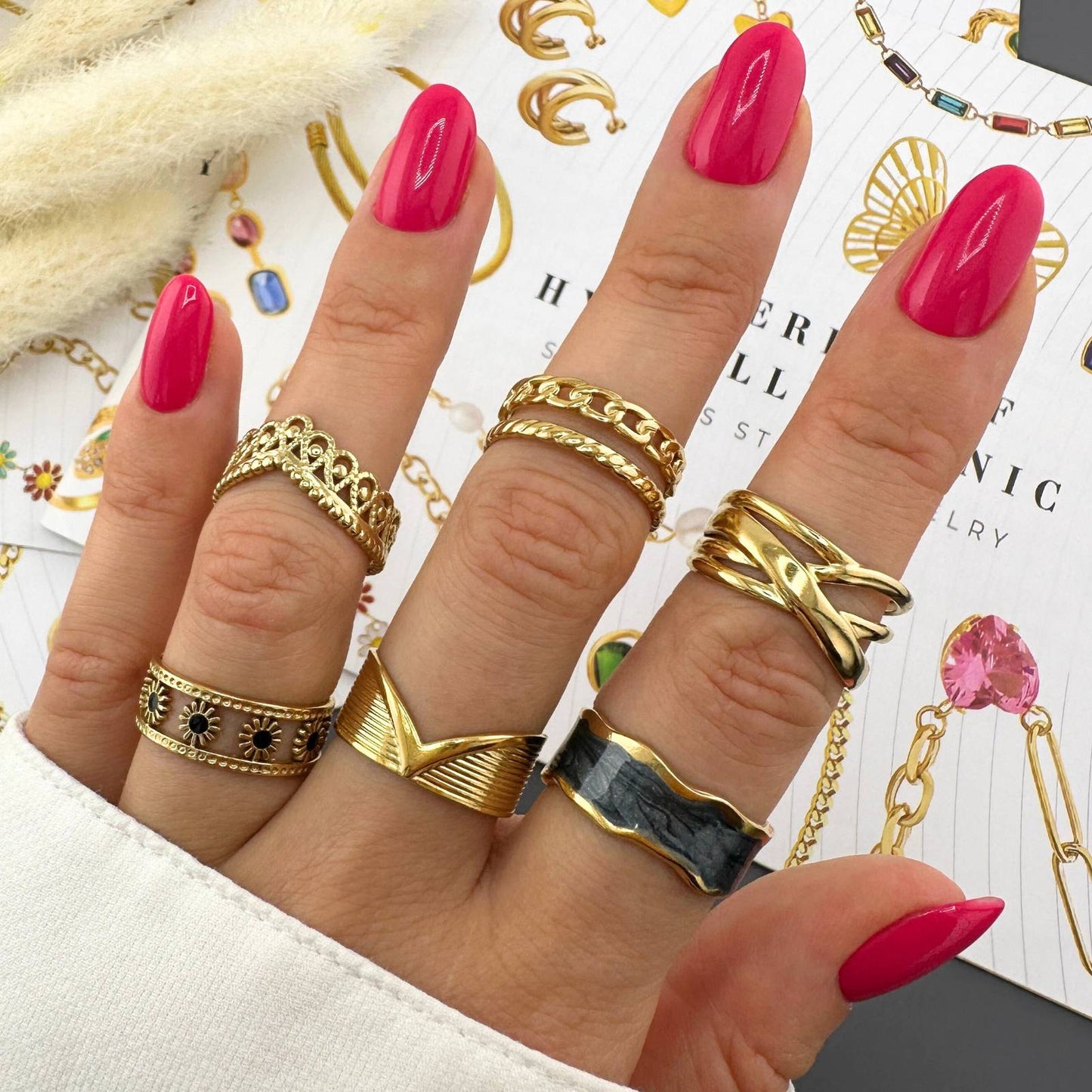 Ring, 18K Gold Plated Steel