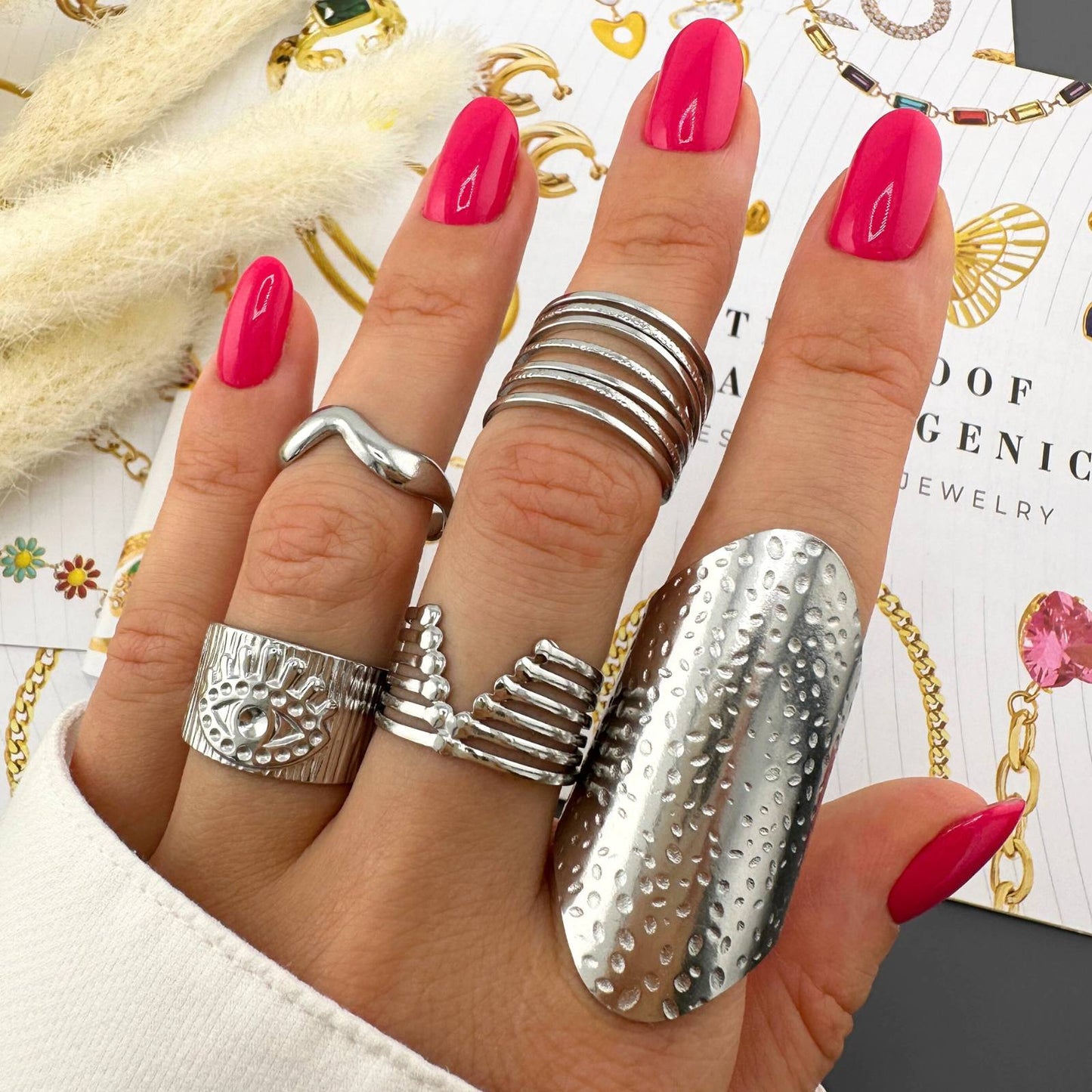 Evil Eye Ring, Stainless Steel
